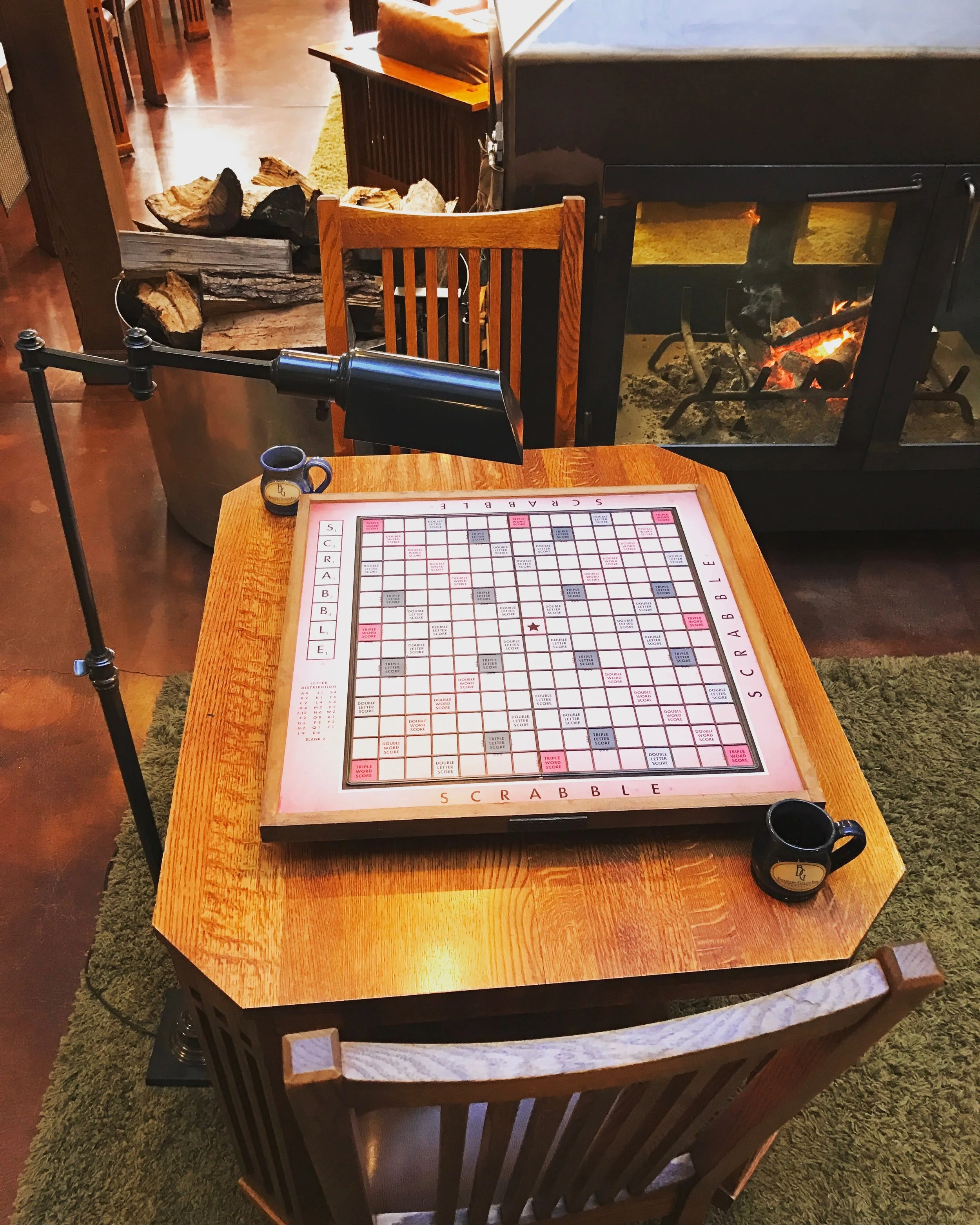 The amazing jumbo Scrabble board that I won many rounds on. 
