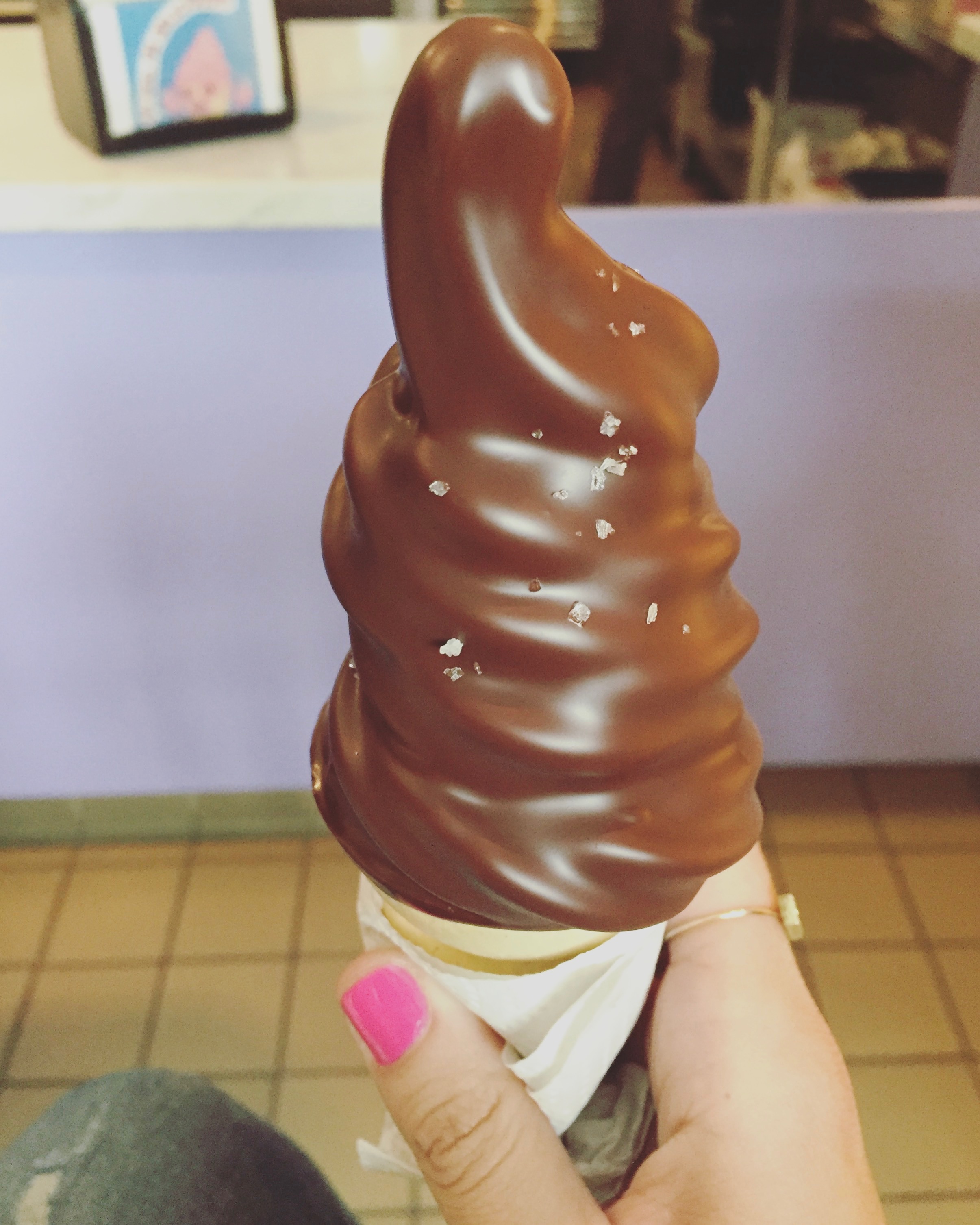 This is vanilla soft serve covered in chocolate and sea salt. 