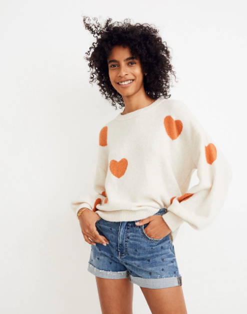 Madewell heart dot balloon- sleeve sweater.
