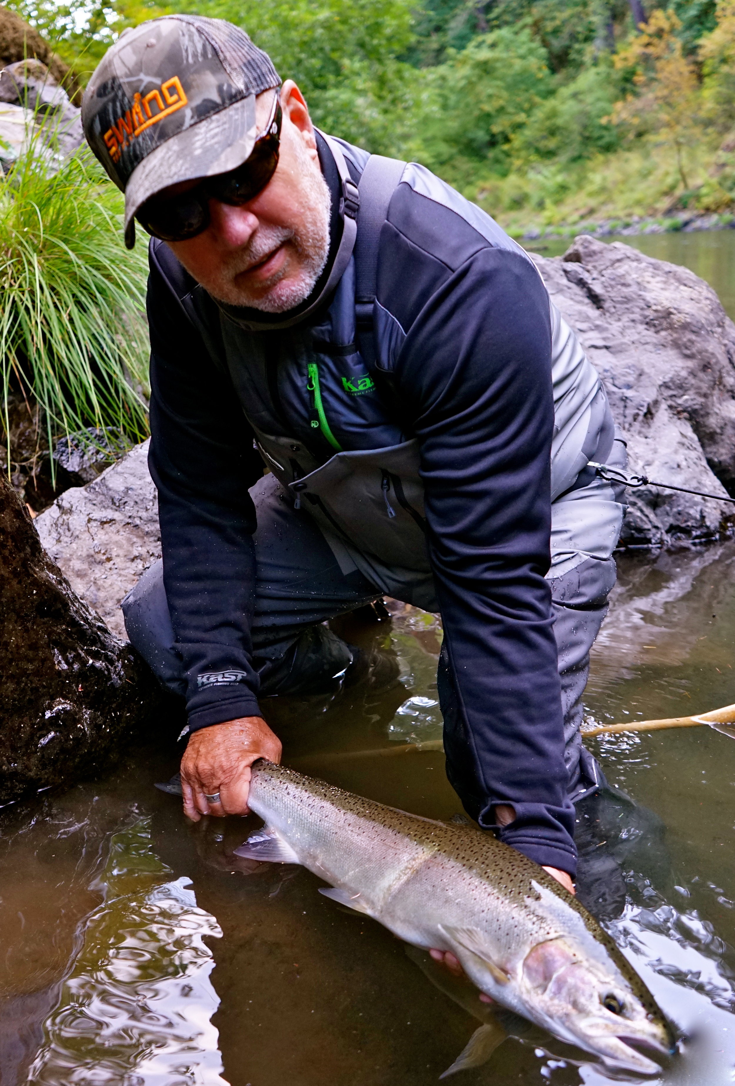 Rick Davis with the only fish I can ever remember catching after a Kingfisher flew past