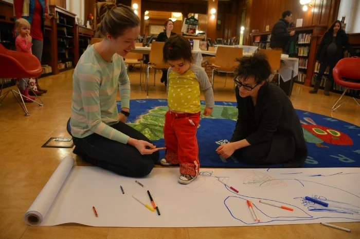 Spellbound Theatre's Free Family Art Day. Park Slope's Brooklyn Public Library branch.