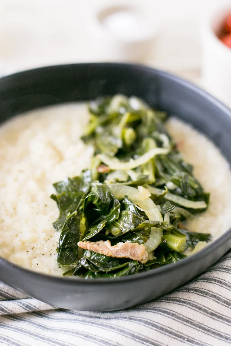 Southern Slow Cooker Collard Greens Vegetarian Or With Ham The Smart Slow Cooker