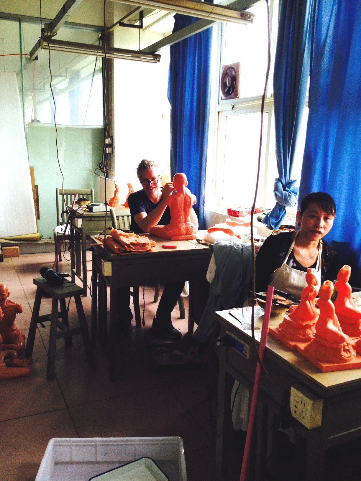Me working on wax for Gandhi in the TQ Art Foundry Wax Department.