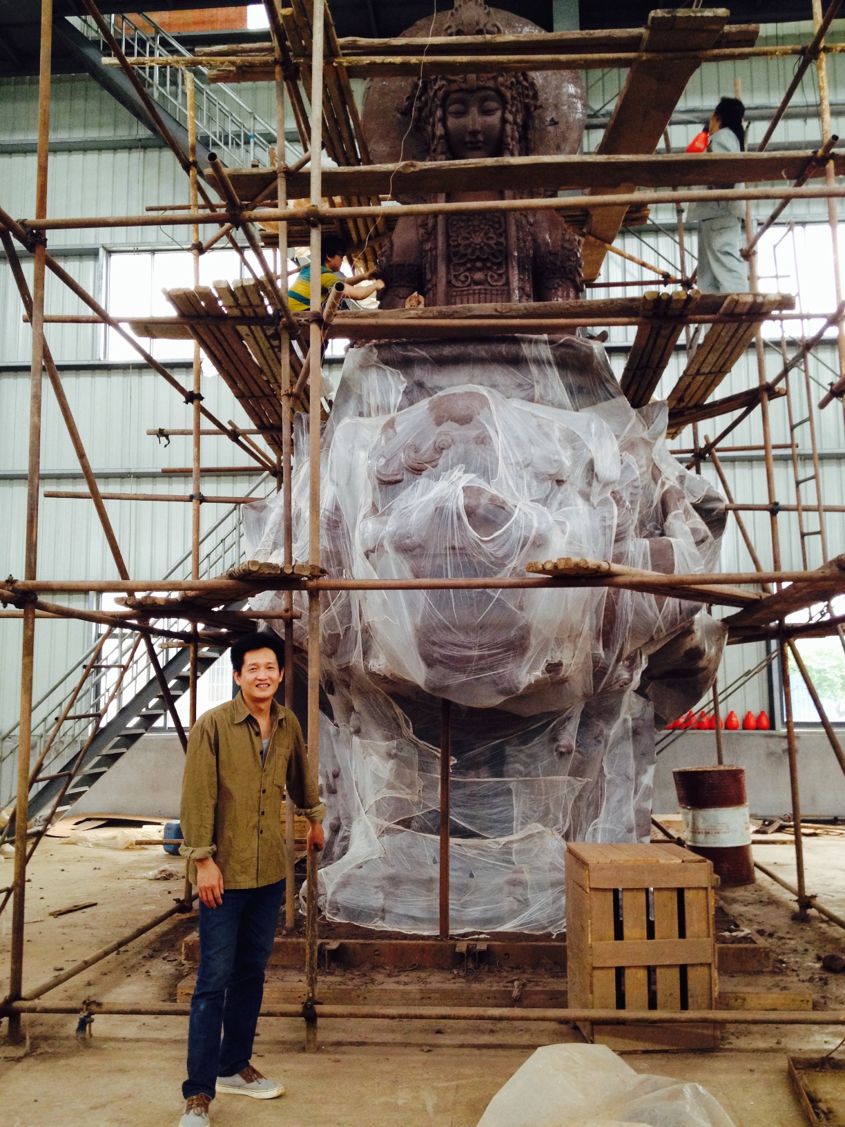The Enlarging Department, where they are scaling up this piece in clay, getting it ready for molding and casting. TQ Art Foundry, China.