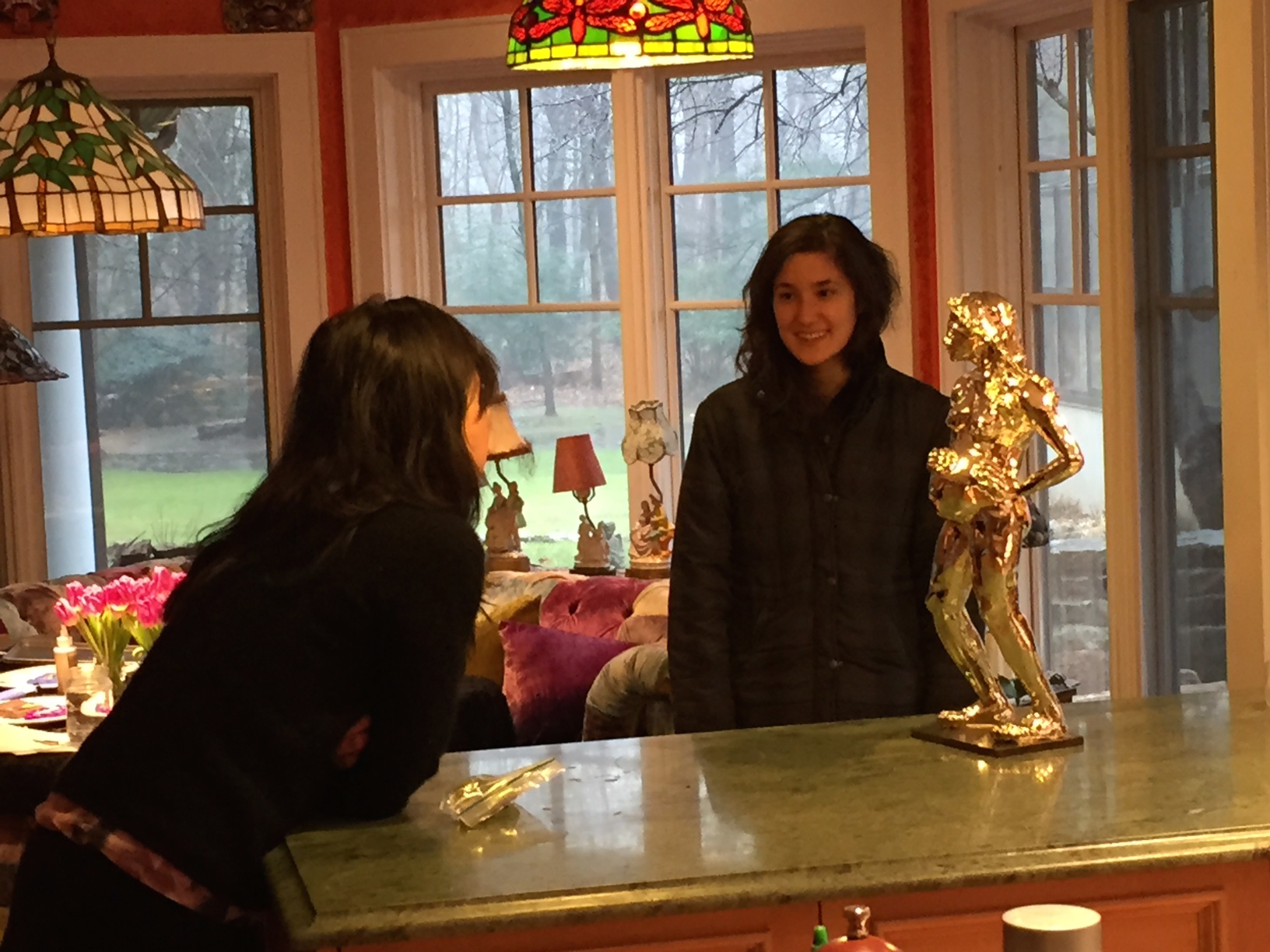 Emily getting to know my wife at the beginning of her first session