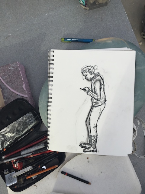 rough, fast sketches familiarize me with model and pose