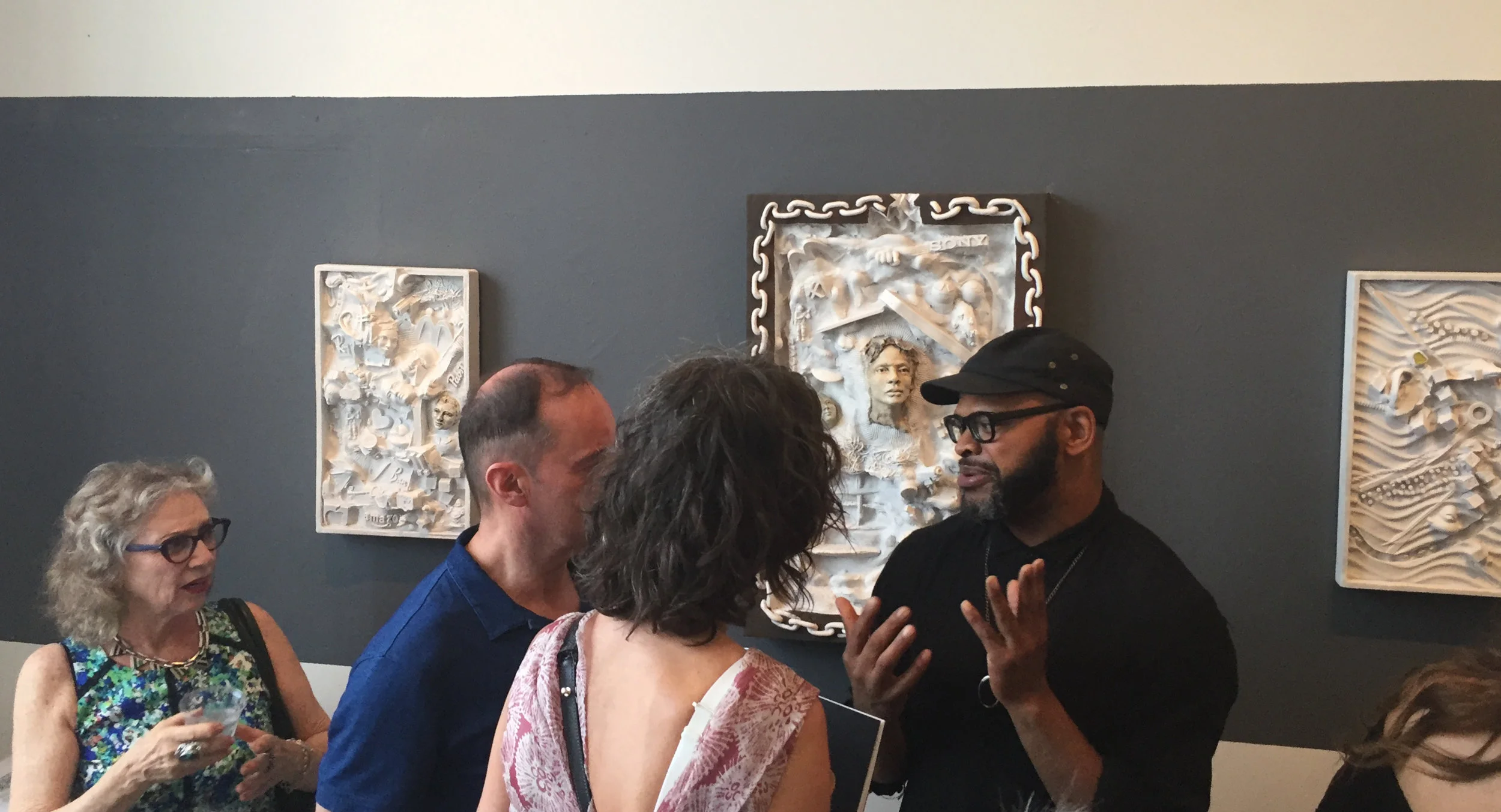 Essayist Douglas Turner at Opening of A More Human Dwelling Place, Bushwick, 6/30/17