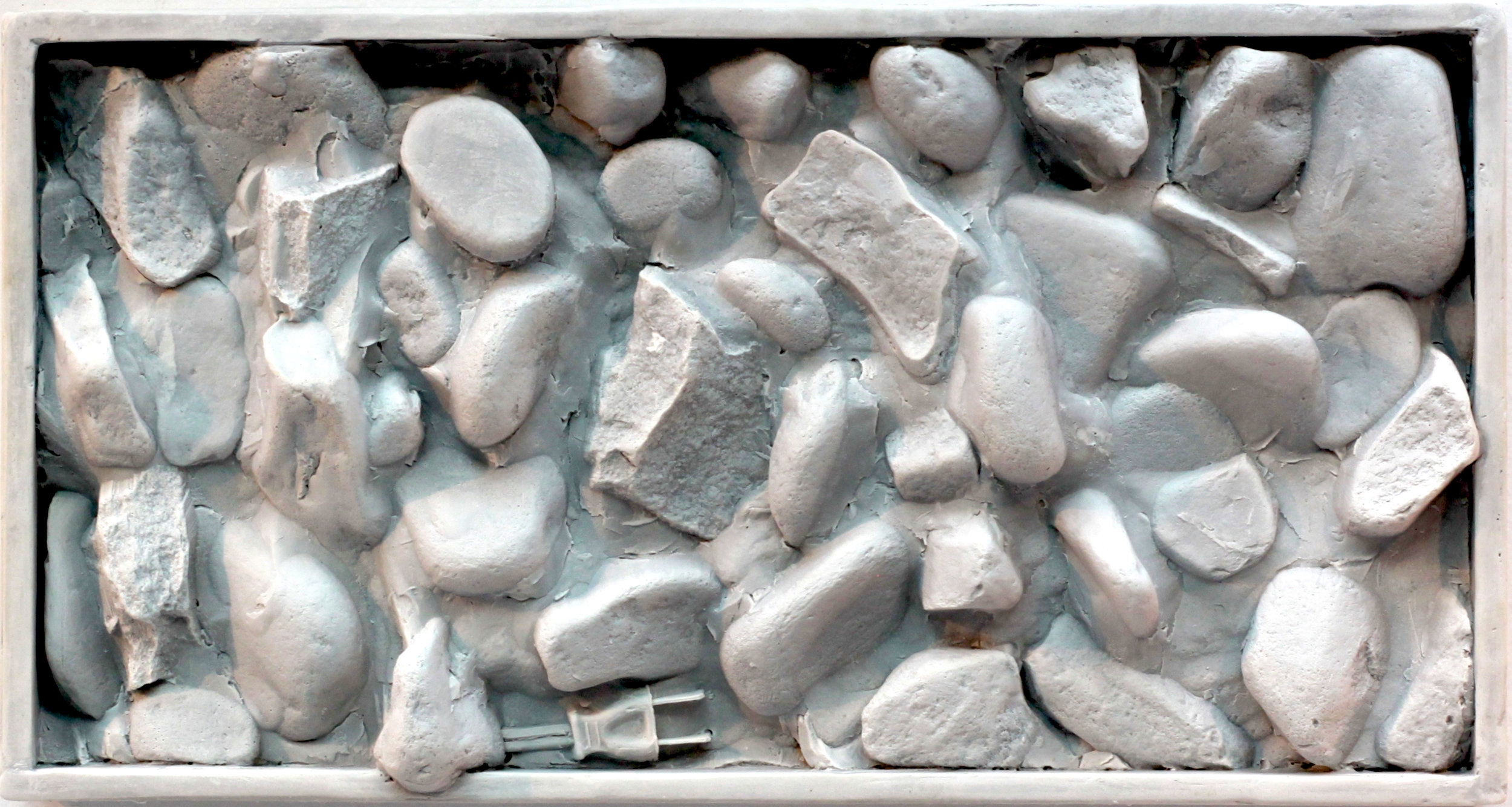  Cscape #54 Rocks (Study) with plug, 9" x 17" x 3", hydrocal and Carrara marble, 2017 