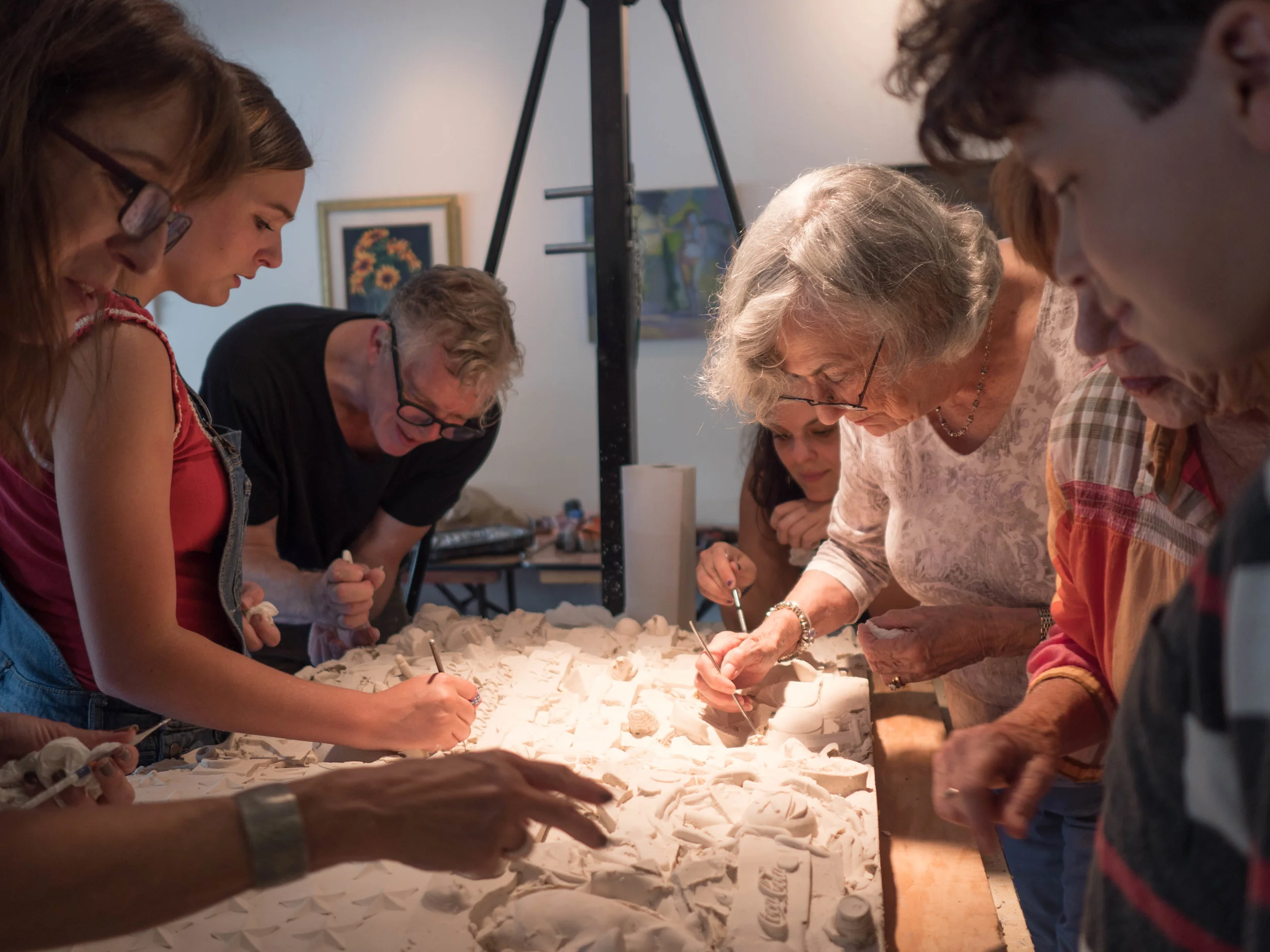 Working on with members of the community in LaGrange, GA on Shared Spaces flag sculpture, June 2018