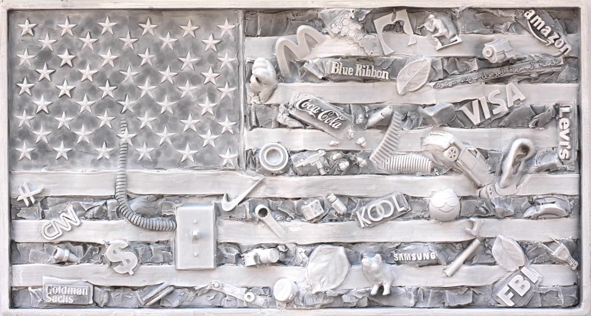 Shared Spaces study #1, 15x30x4, hydrocal and Carrara marble, 2018
