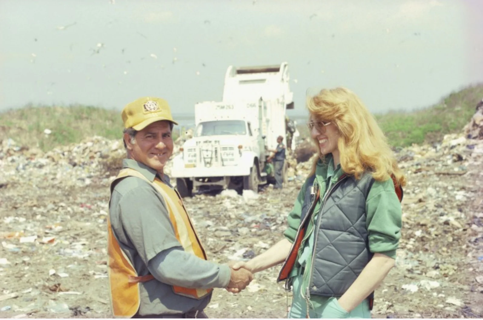 Mierle Laderman Ukeles, Social Practice Artist with NYC Sanitation Department worker (image courtesy Social Practice Queens)