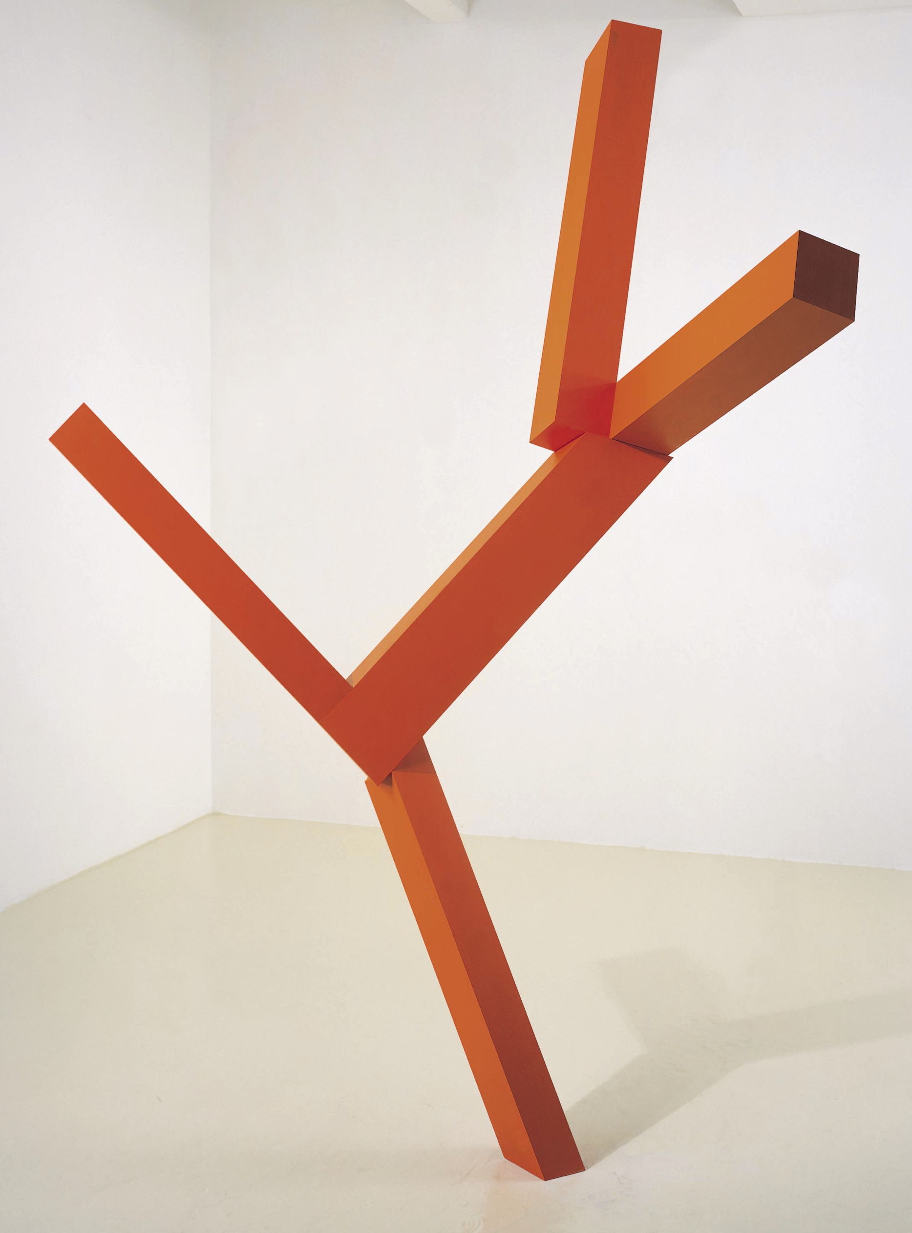 Joel Shapiro figure orange leg way up no head.jpg