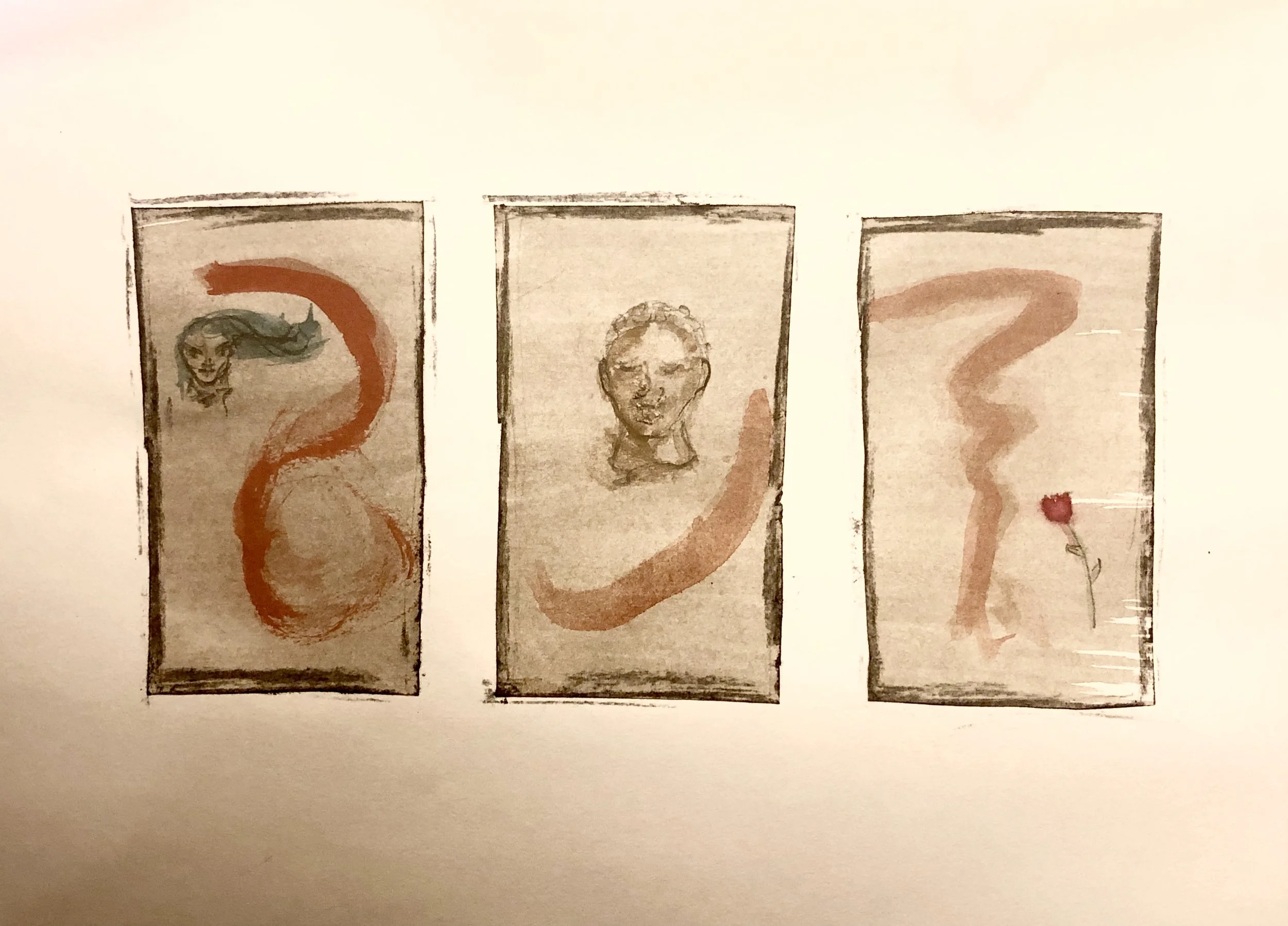  Another commissioned approach for you-  three panel set of ceramic on steel with orange etching. Designed tof it your space - Each panel would  be approximately 36x18”, tbd. 