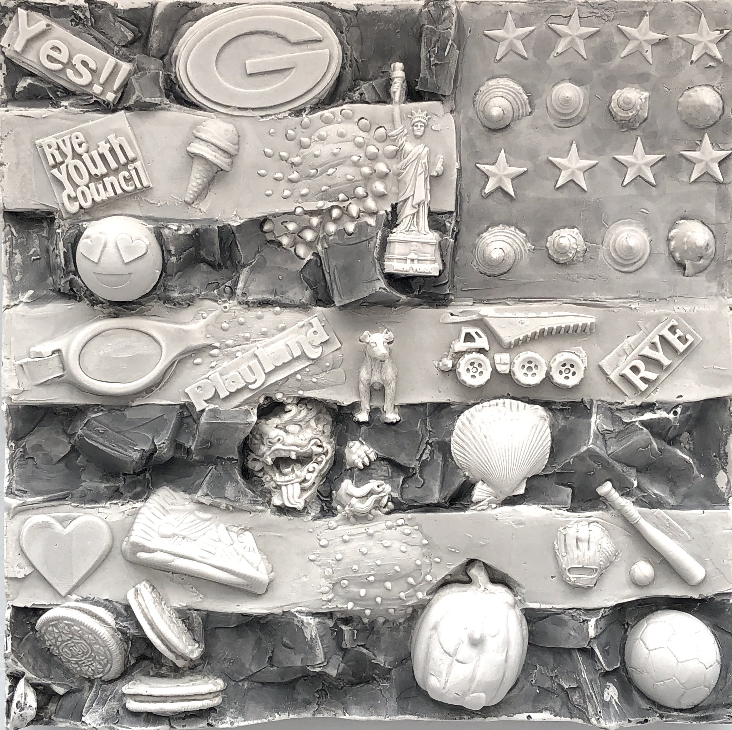 Shared Spaces Rye, NY 14” x 14”, fundraising community project for Rye Youth Council, horizontal