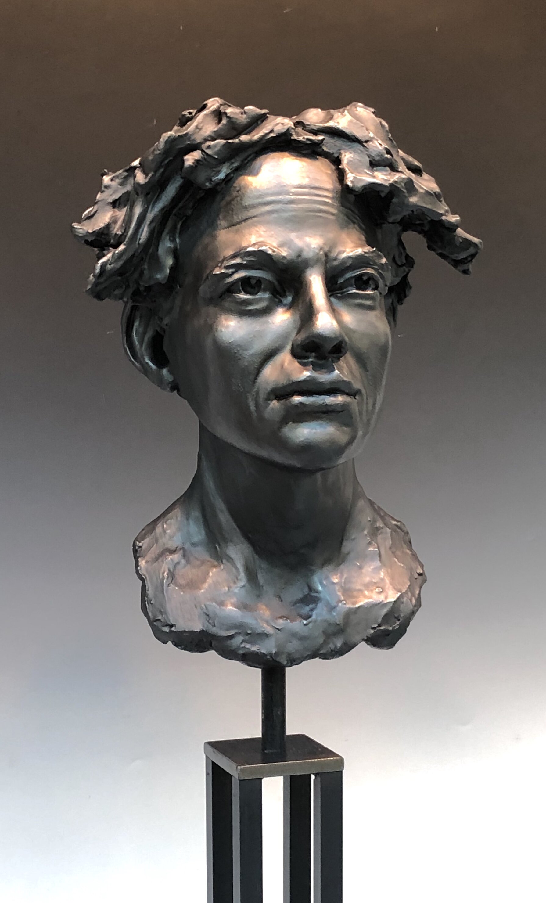  Man’s Head- Rolling Stones- lifesize, stoneware with patina 