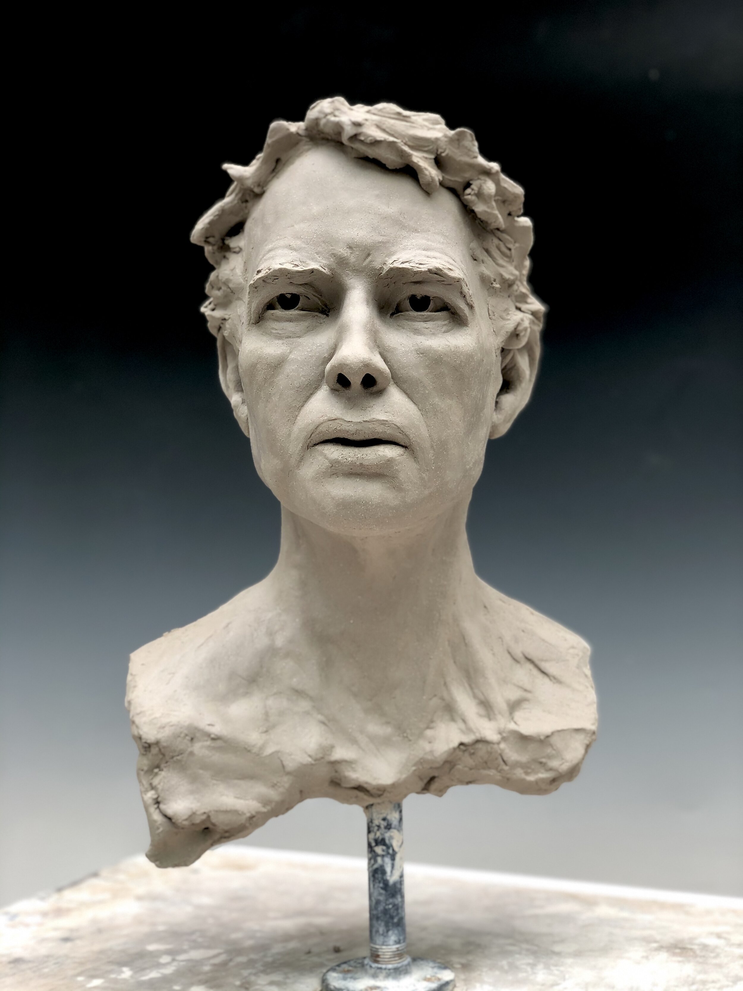  Self-Portrait 2- lifesize clay, work in progress 