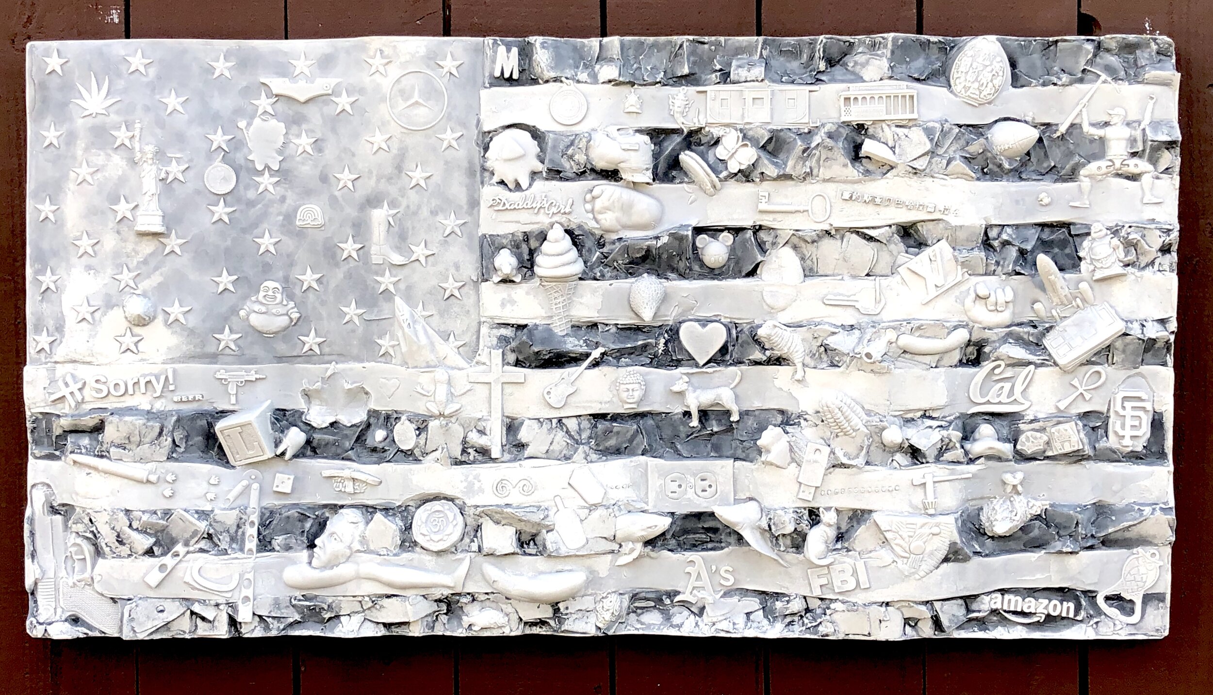  Shared Spaces Berkeley CA- August 2019, 21 x 40 x4”, Hydrocal and Carrara marble 