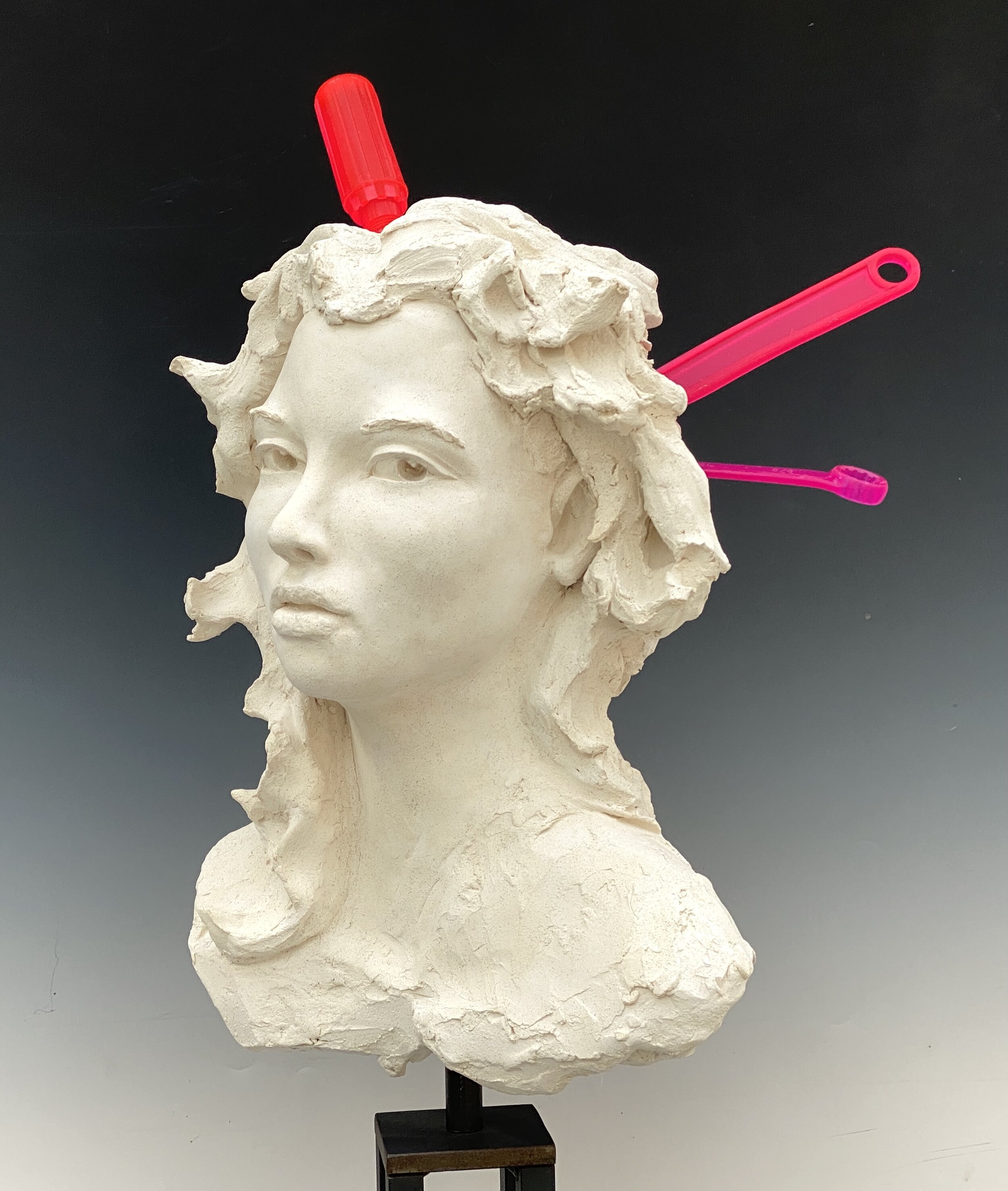  Conversation #8, right head, lifesize bisque with cast resin tools 