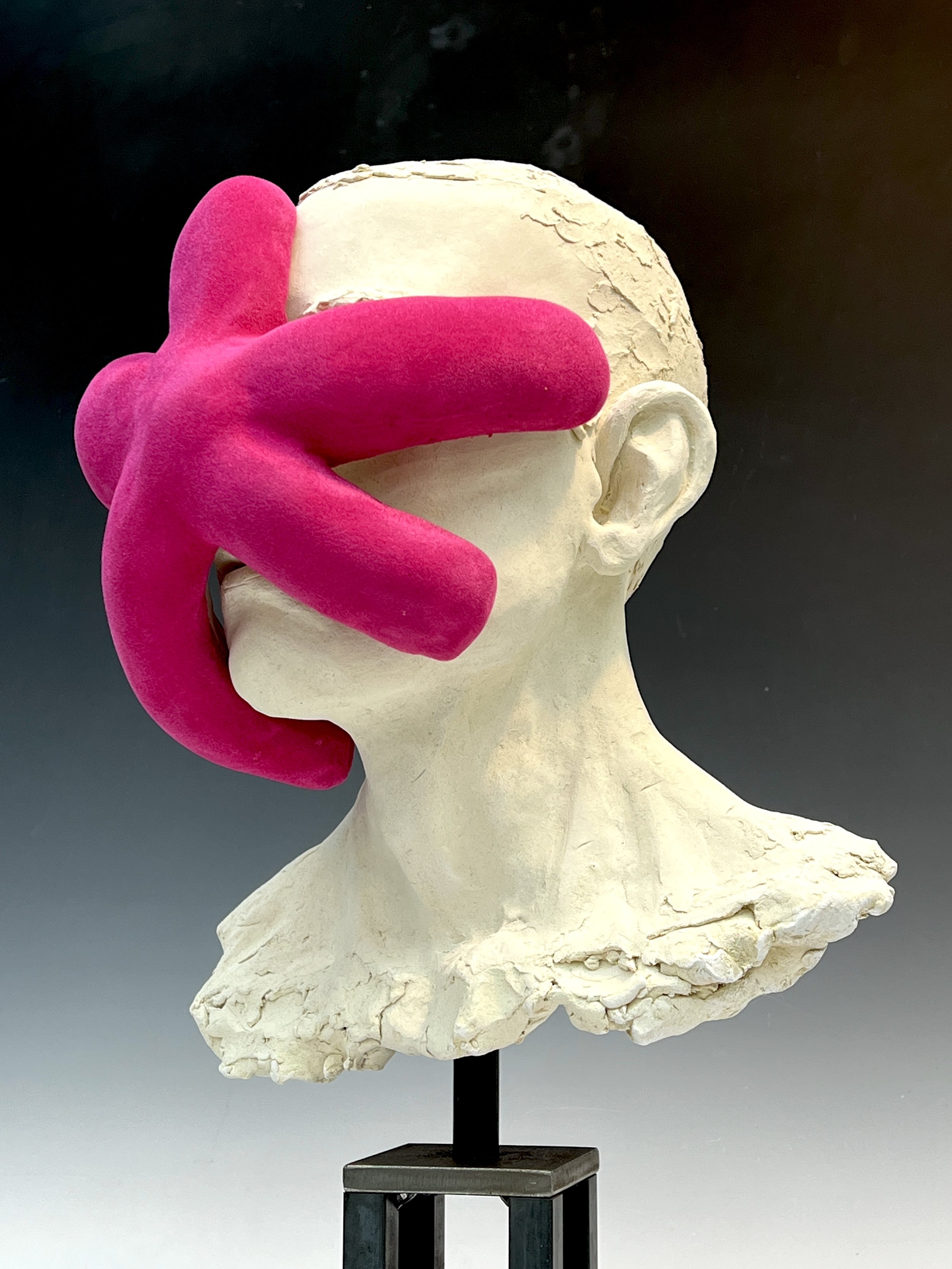 Man's Head with Pink Form-2-2022- Bob Clyatt Sculpture.jpg