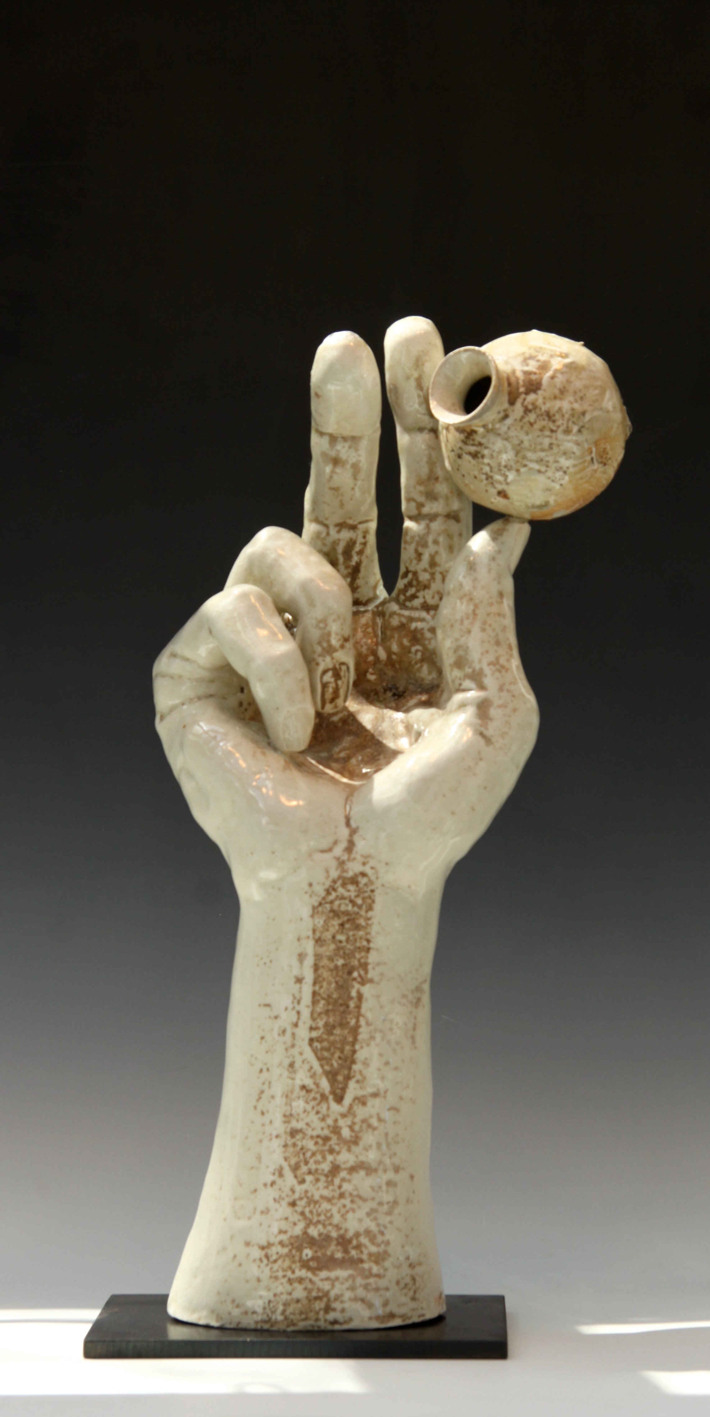 Large Noborigama Hand holding Pot-HD-Bob Clyatt Sculpture.jpg