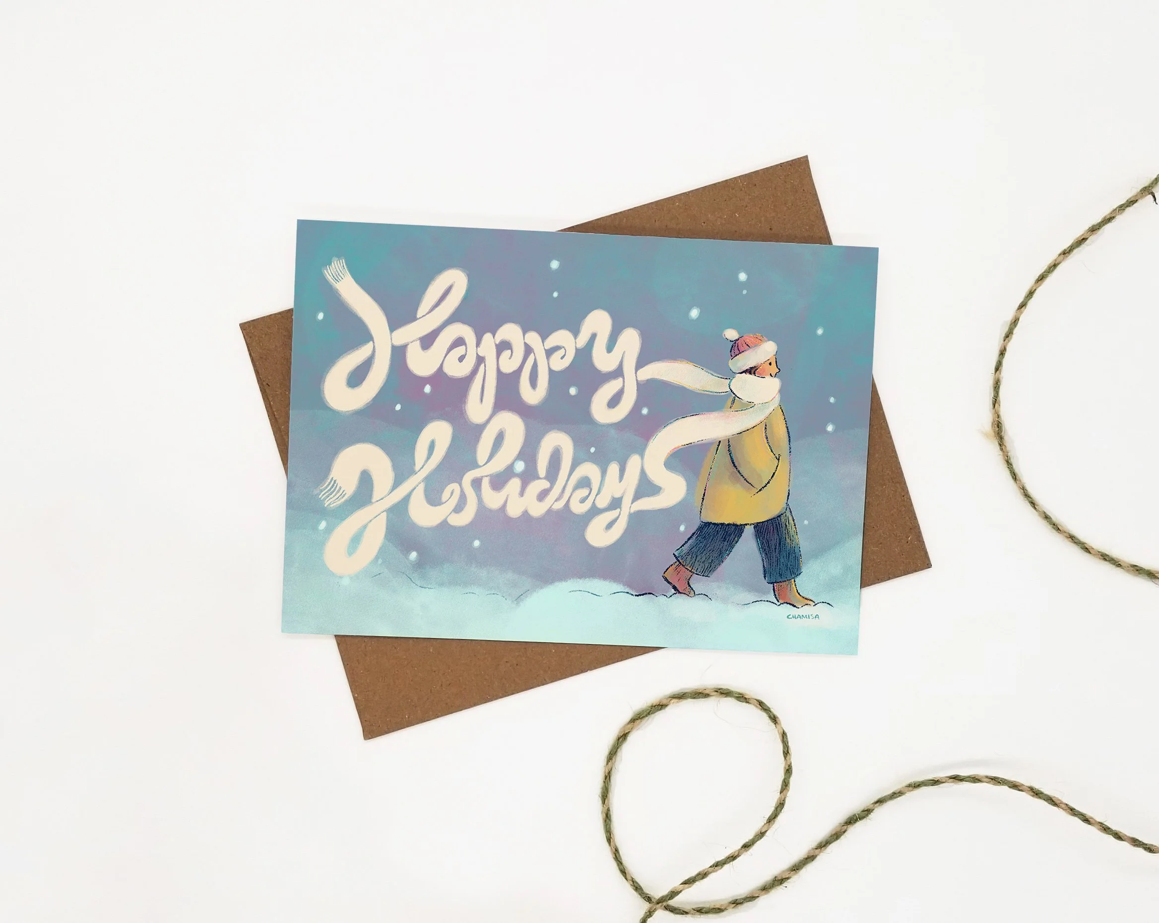 Chamisa Kellogg Happy Holidays Scarf Greeting Card.jpg