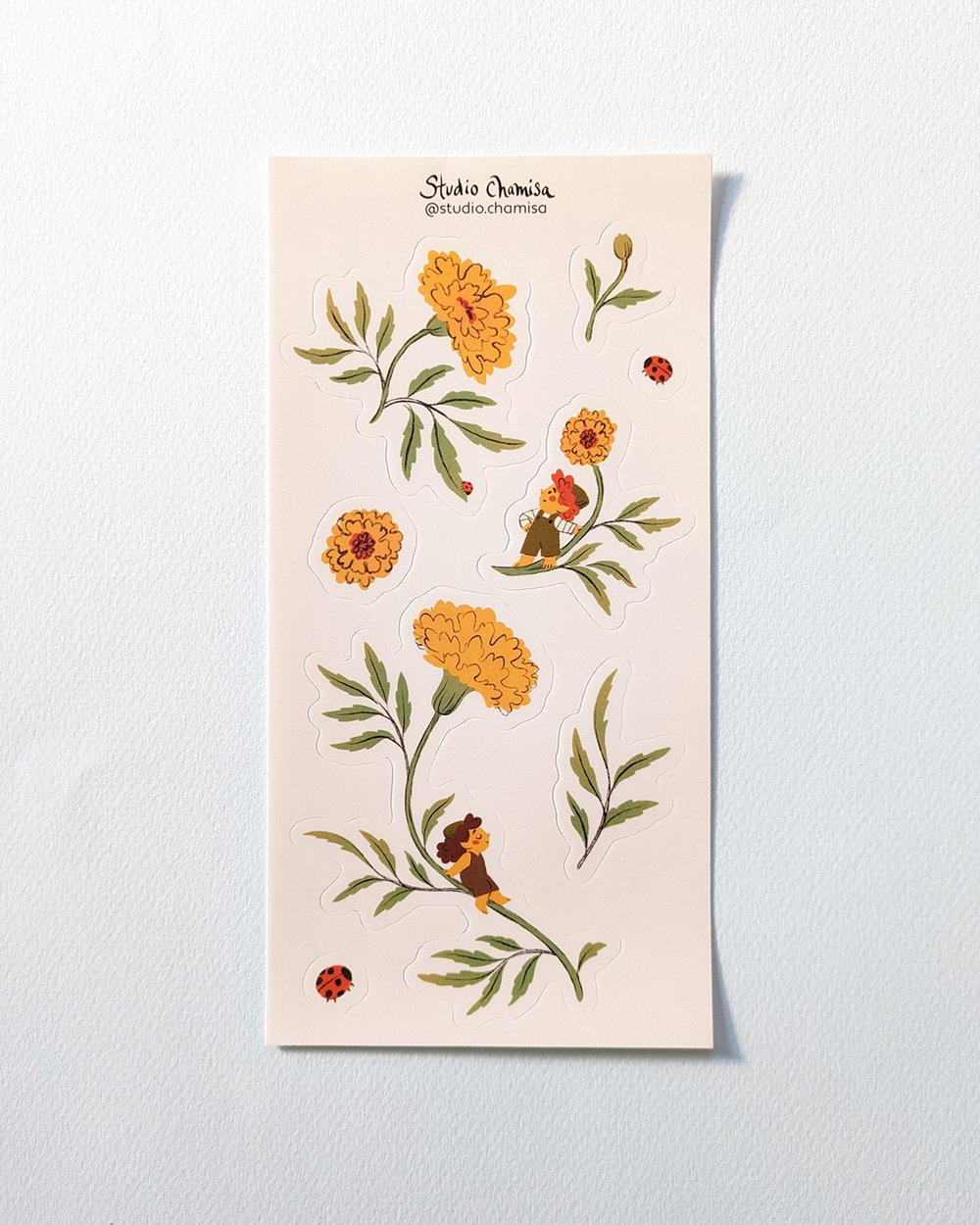 Marigold Flower Sticker Sheet — Studio Chamisa