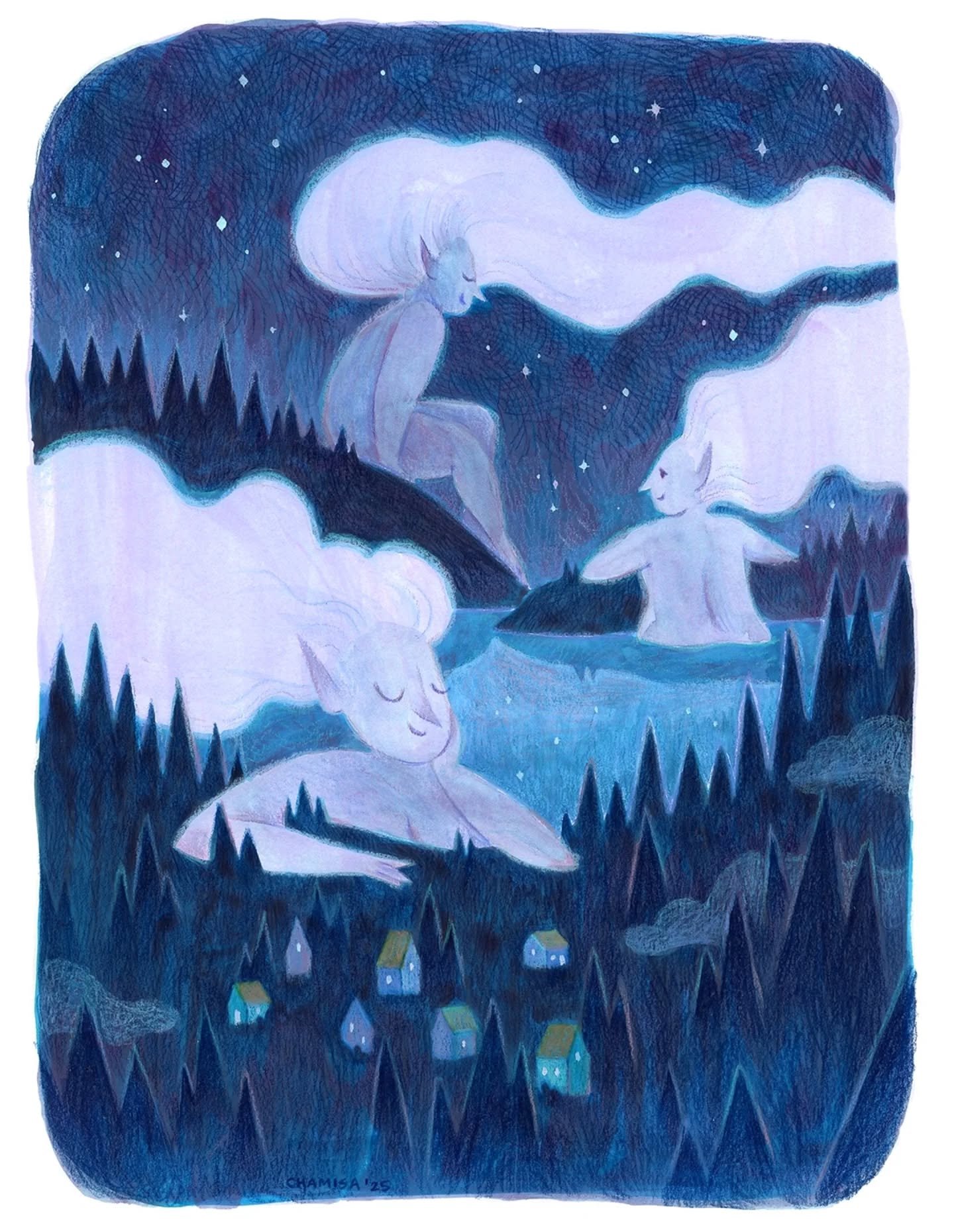 Some lake creatures. I started with a few layers of acrylagouache washes and then built up texture with neocolor II pastels and prismacolor pencils. Definitely struggling with scanning these and making them look exactly like the original paintings so