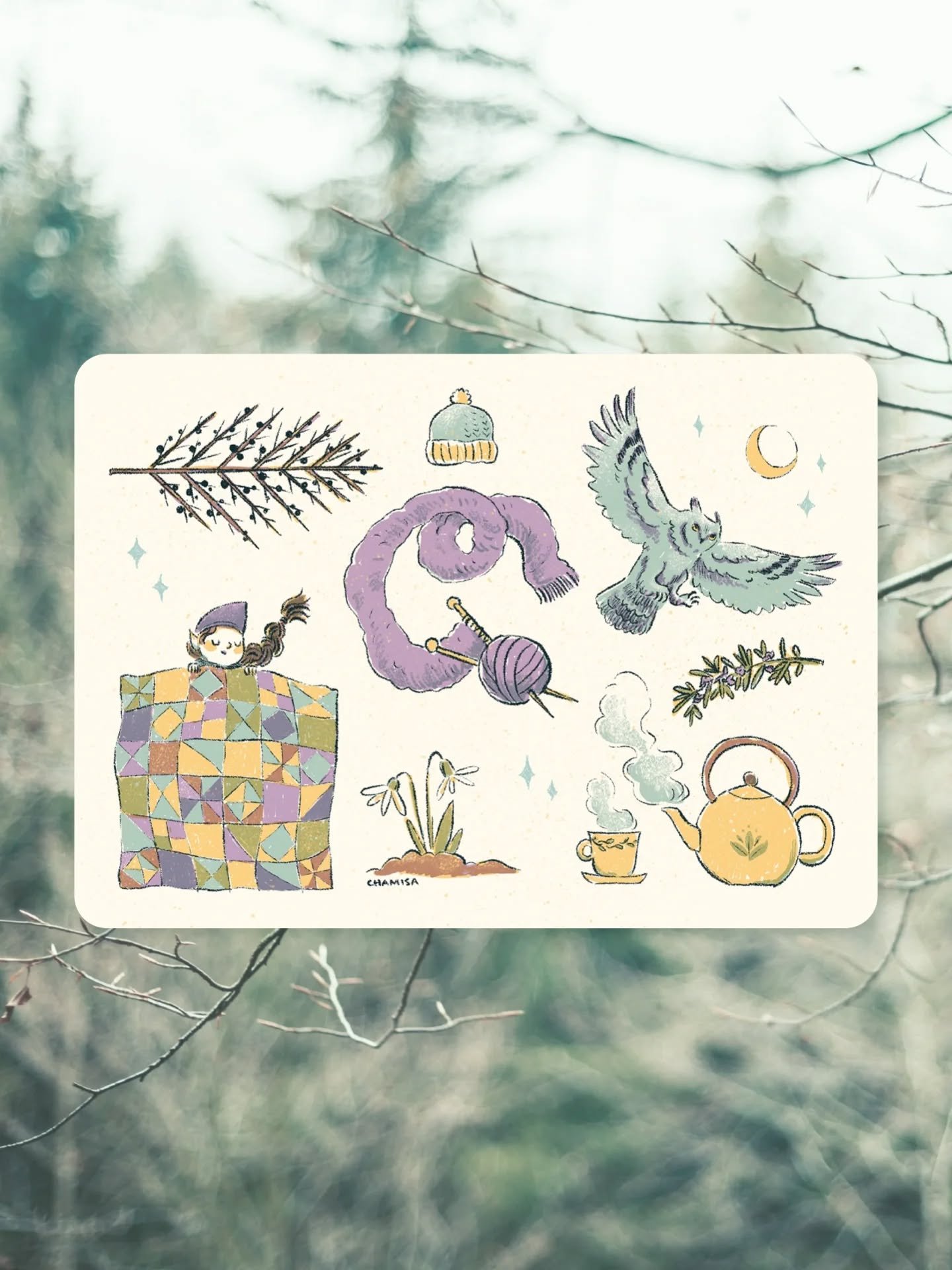 February's Postcard Club is heading out into the world in a few days! Each month I send a pre-stamped illustrated postcard to my Patreon backers. A fun, offline way to connect with the people you love.
Join us for today to get February's Postcard, an