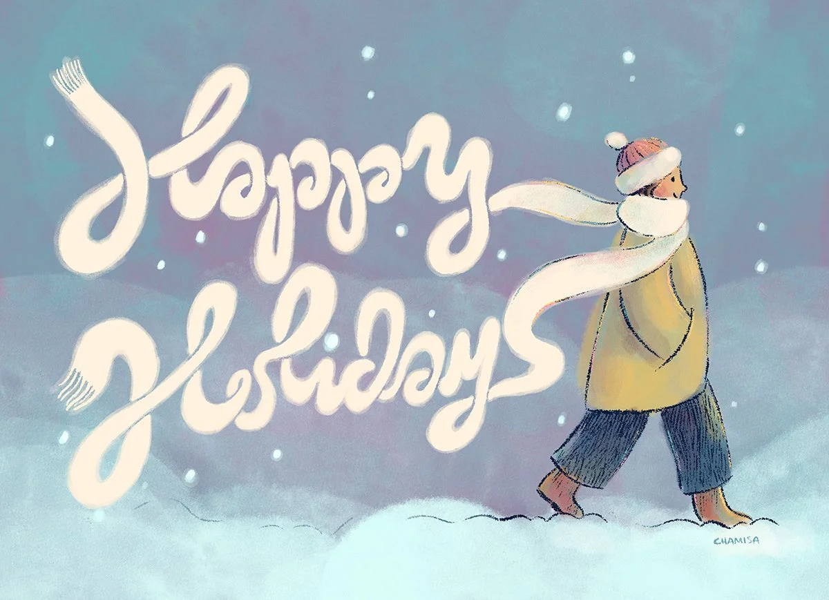 Chamisa Kellogg Happy Holidays Scarf Greeting Card web.jpg