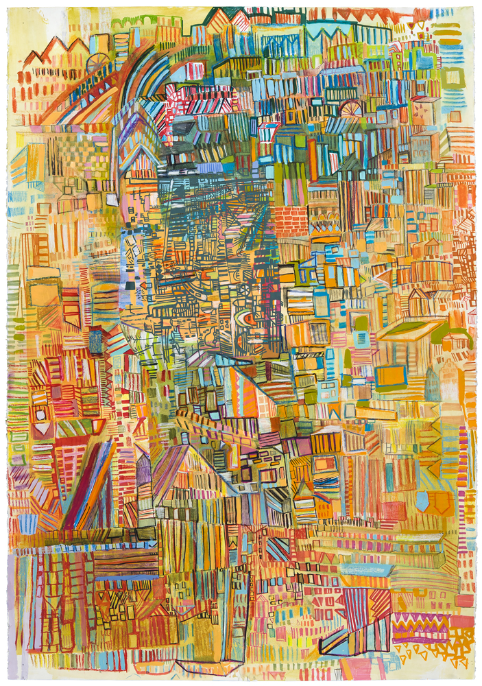 park rail | pencil, marker, silkscreen, monotype, and acrylic on paper | 44" x 31" | 2014