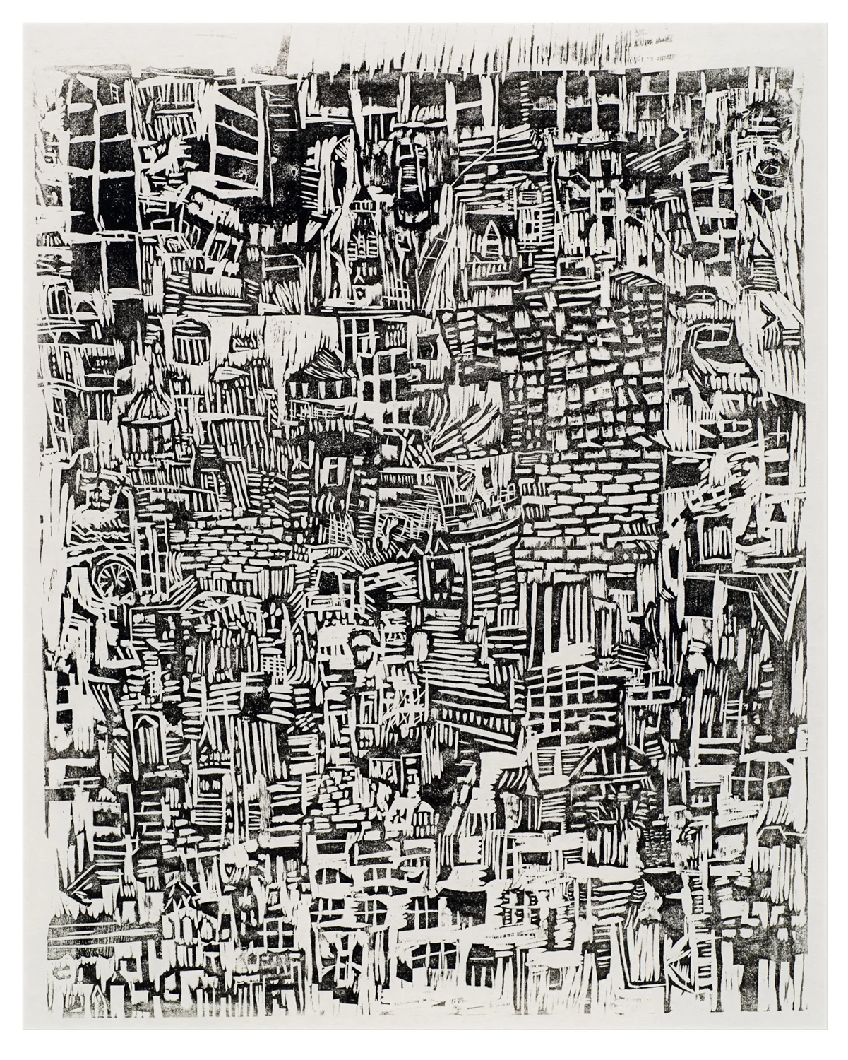  dense block | woodblock relief print on rice paper | 20" x 15" | 2008 