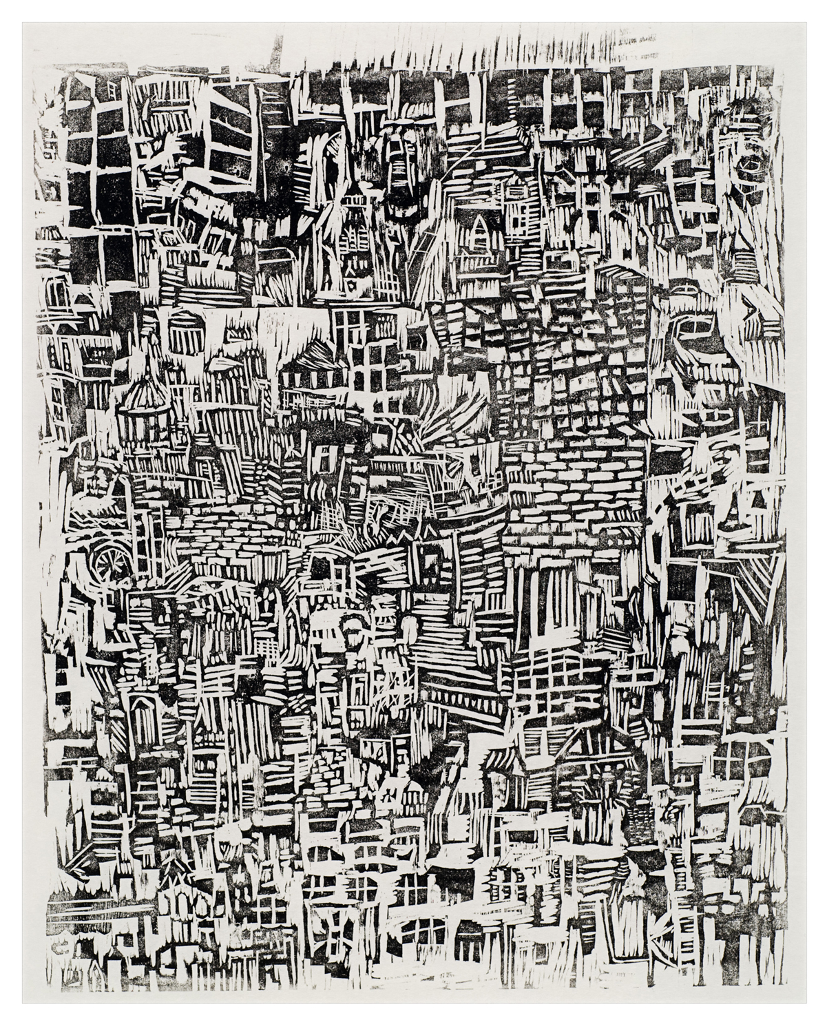 dense block | woodblock relief print on rice paper | 20" x 15" | 2008