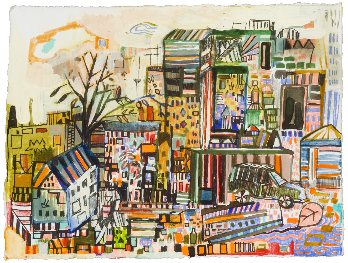 Wood St. 2 | pencil, marker, acrylic on paper | 6" x 10" | 2010