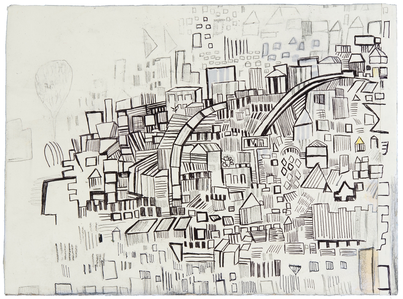 Schuylkill markings | drawing collage adhered to panel | 9" x 12" | 2014