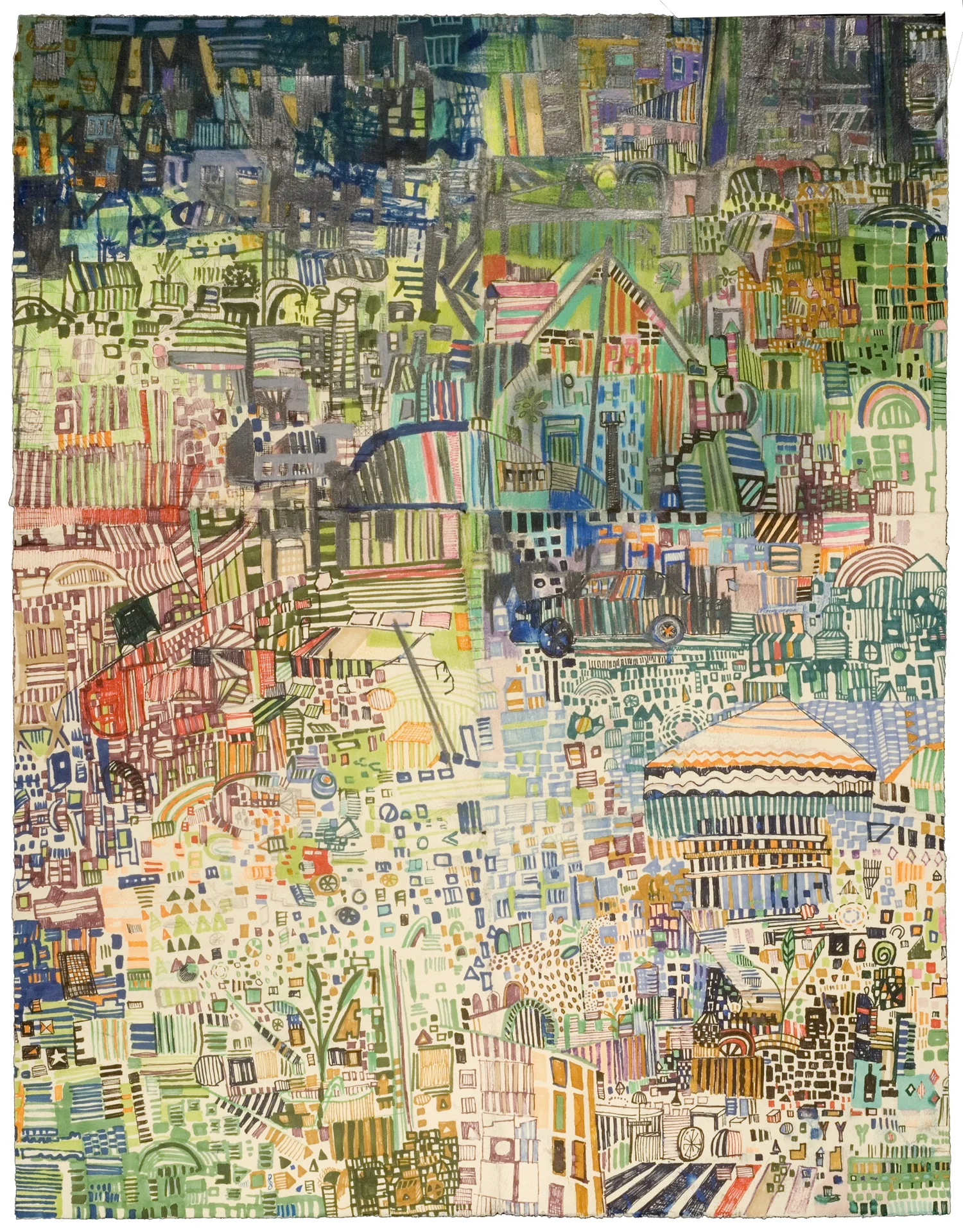 green occupied 3 | pencil, marker, silkscreen, monotype on paper | 26" x 20" | 2009