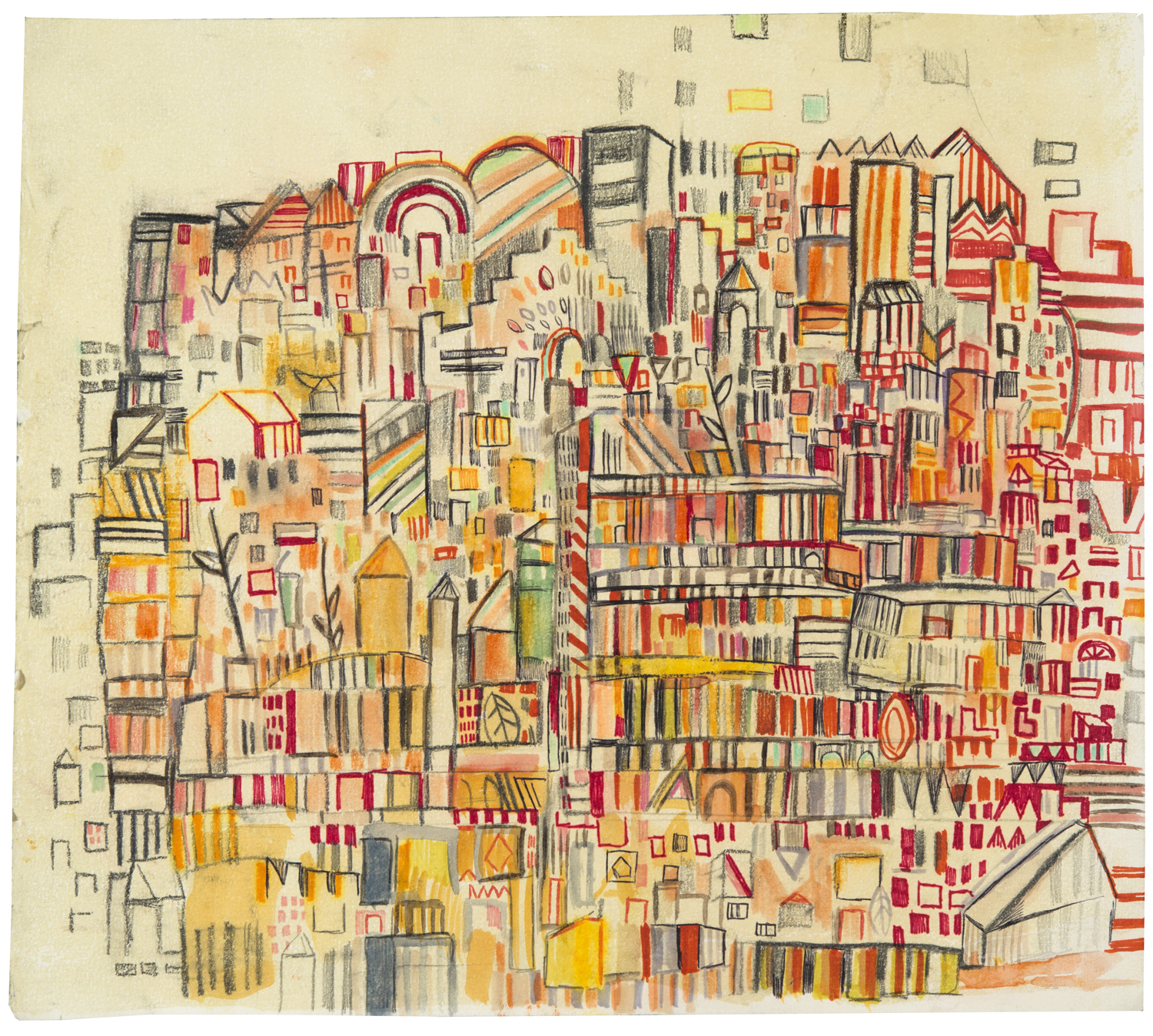 orange 33rd St | pencil, marker, and monotype on paper | 13" x 15" | 2013