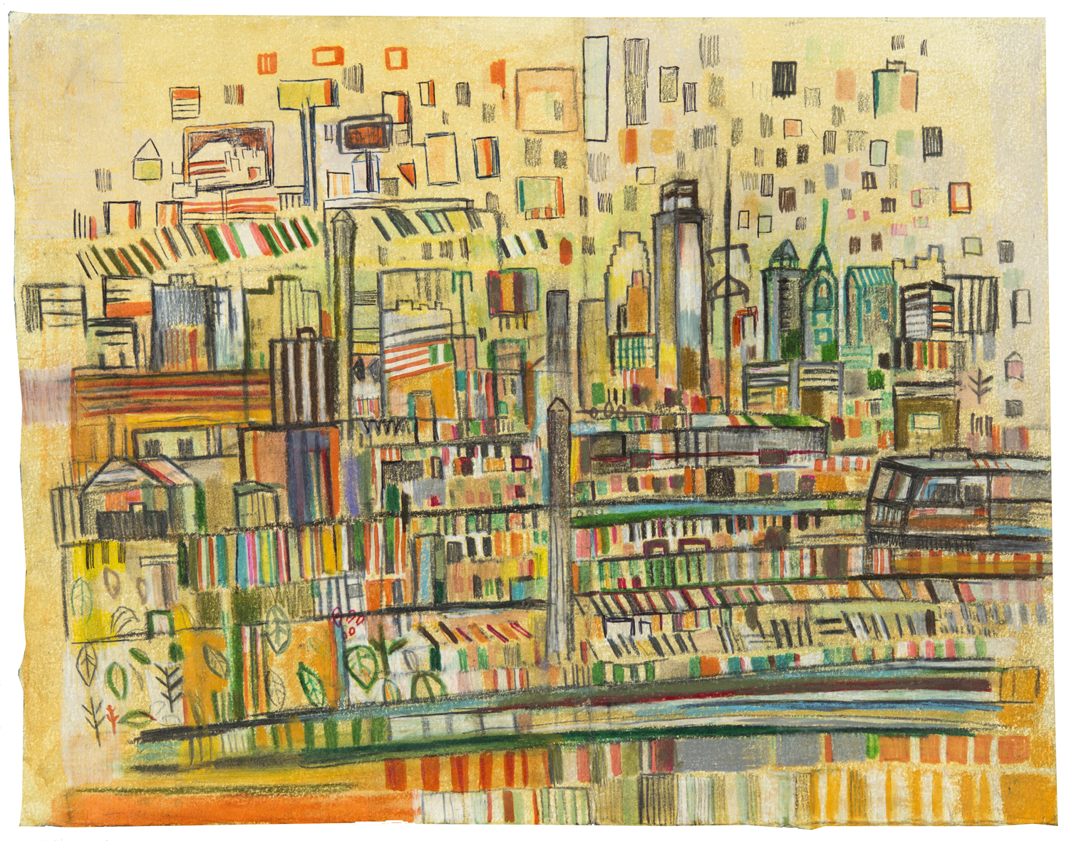 33rd St | pencil, pen, marker, monotype on paper | 11" x 15" | 2012