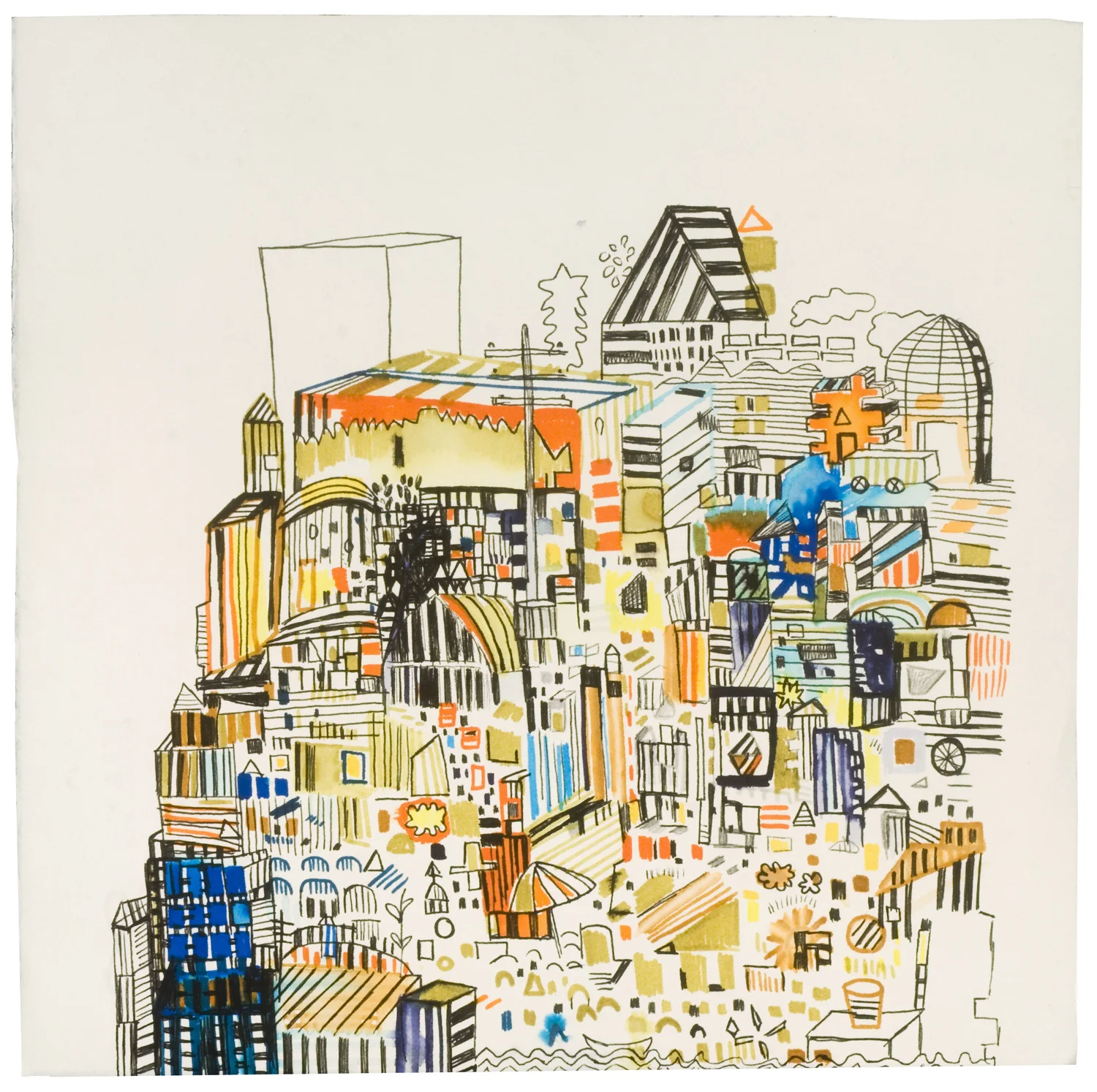 Built Up 5 | pencil, marker, watercolor on paper |10" x 10" | 2010