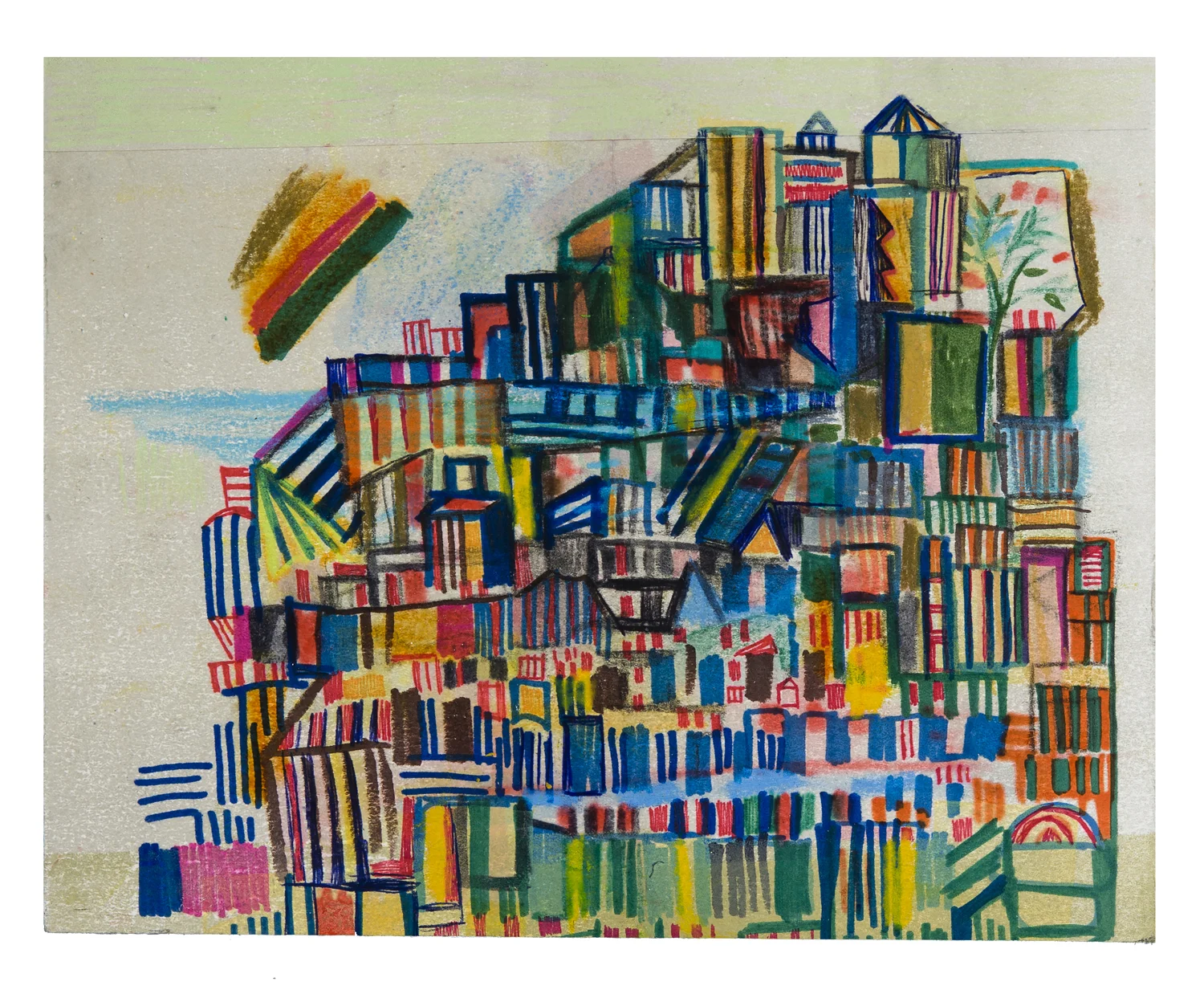 Race St. hill | pencil, marker, monotype collage on panel | 8" x 10" | 2014