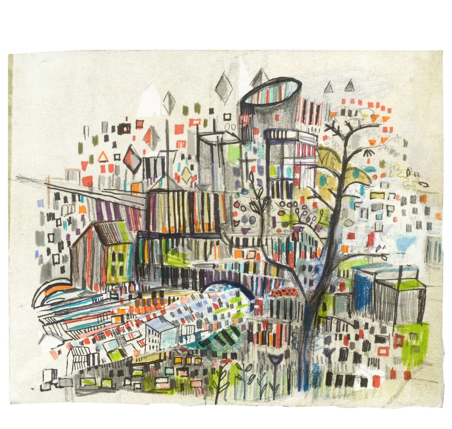 Another Route 2 | pencil, marker, watercolor, monotype on paper | 8" x 7" | 2010