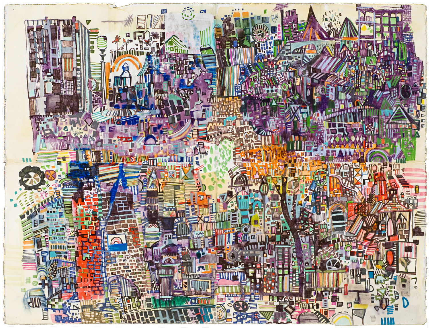 20th St | pencil, marker, and monotype on paper | 20" x 26" | 2009