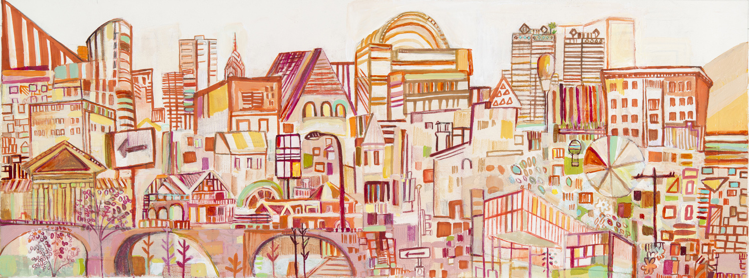 20th St. Dreams | pencil, marker, watercolor, and acrylic on paper | 10" x 28" | 2015