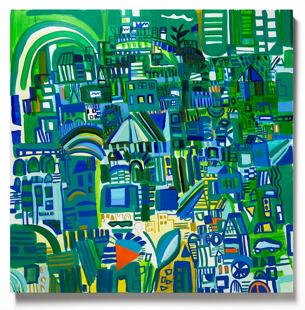  green occupied 7  36 × 36 in., acrylic on panel, 2024. Link to purchase:   Paradigm Gallery.   