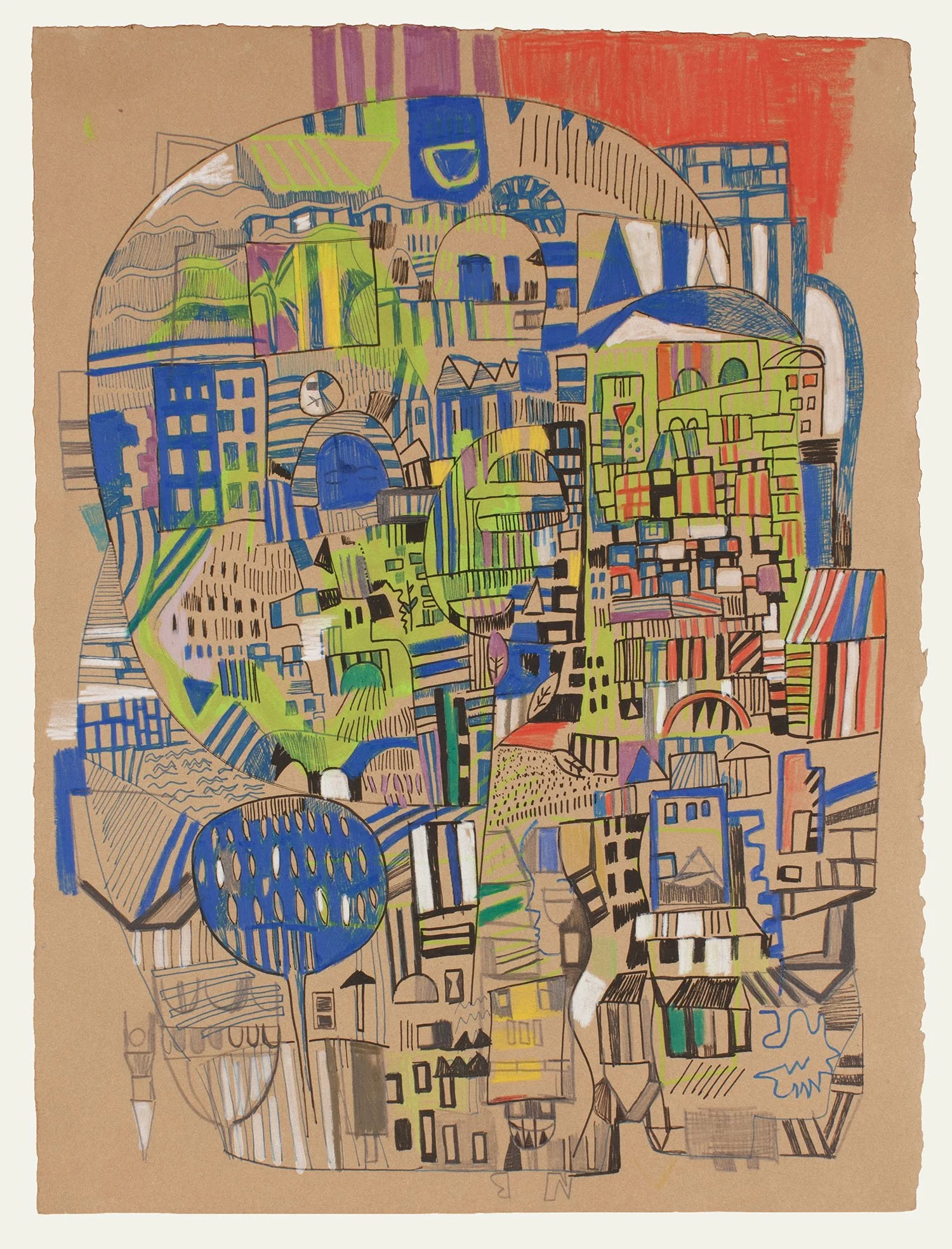  Walk across town 2 — pencil and marker on paper — 15" × 11" — 2026. Link to  purchase  