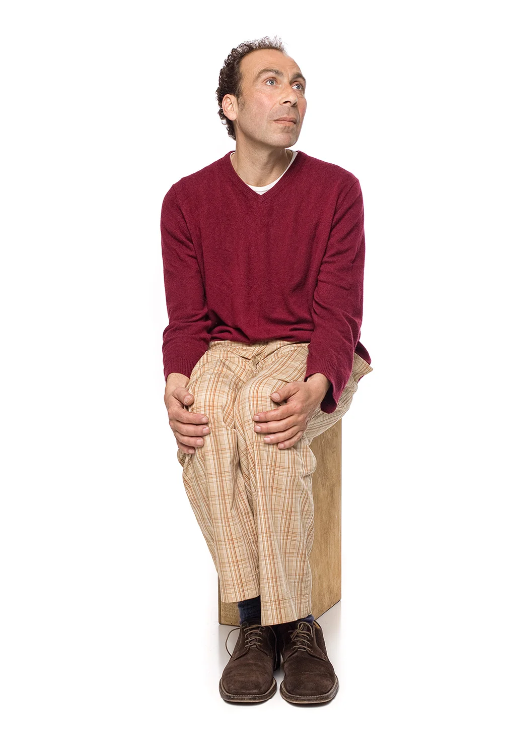  On one wardrobe change, he came out in these pants and I just thought they were so fun.&nbsp;I said let's just ham it up on an apple box. I love this series.&nbsp; 