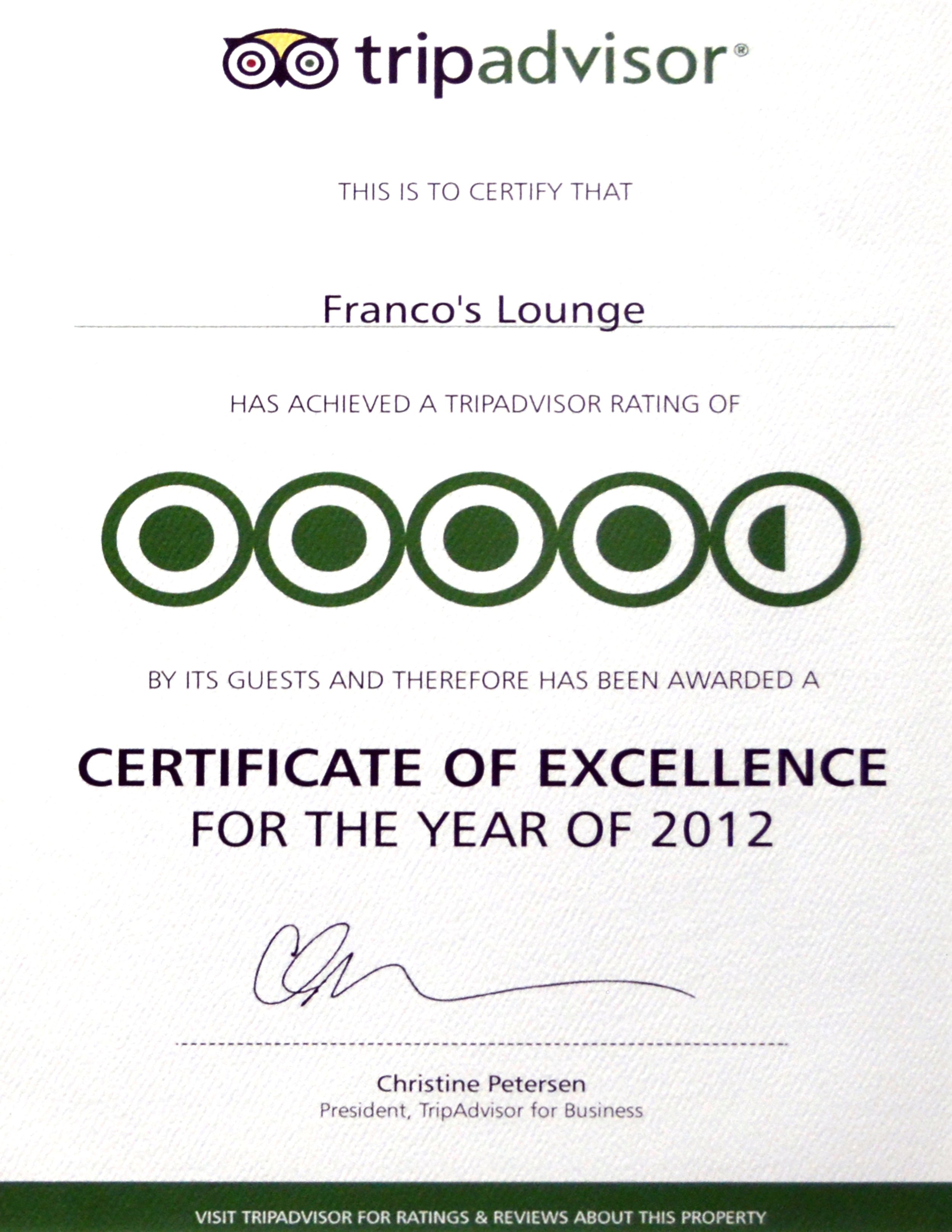 TA Certificate of excellence 2012.jpg