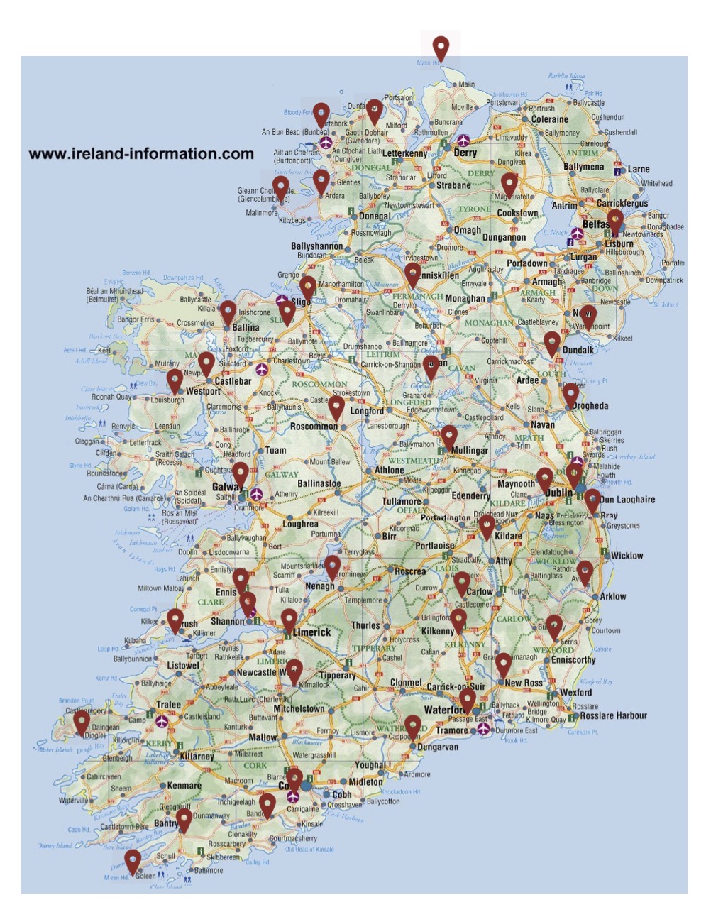 This is where we've been over the last two years. We're hoping to fill in a few gaps! (Apologies to Trim in County Meath that were left off this map!)