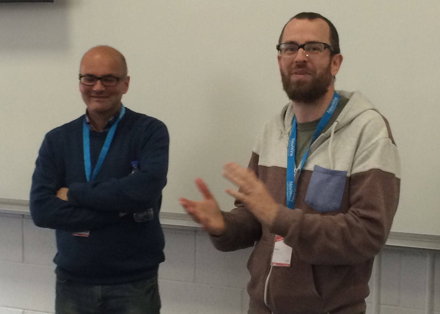 New Wine's Paul Jardine (right) introducing Neil Bennett at the start of his seminar on worship