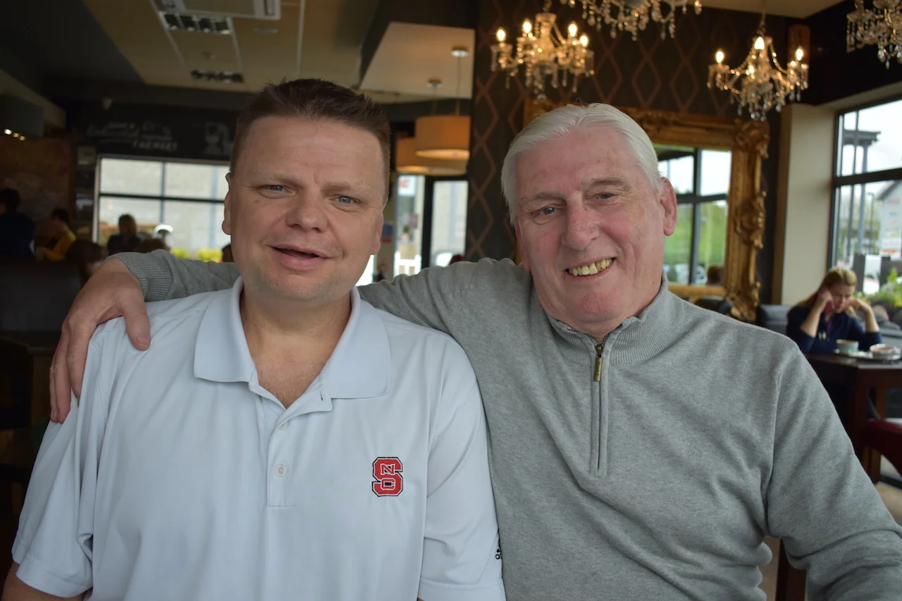 (Left to Right) Pastor Ludie Creech with church member Noel McAuley in Longford town.