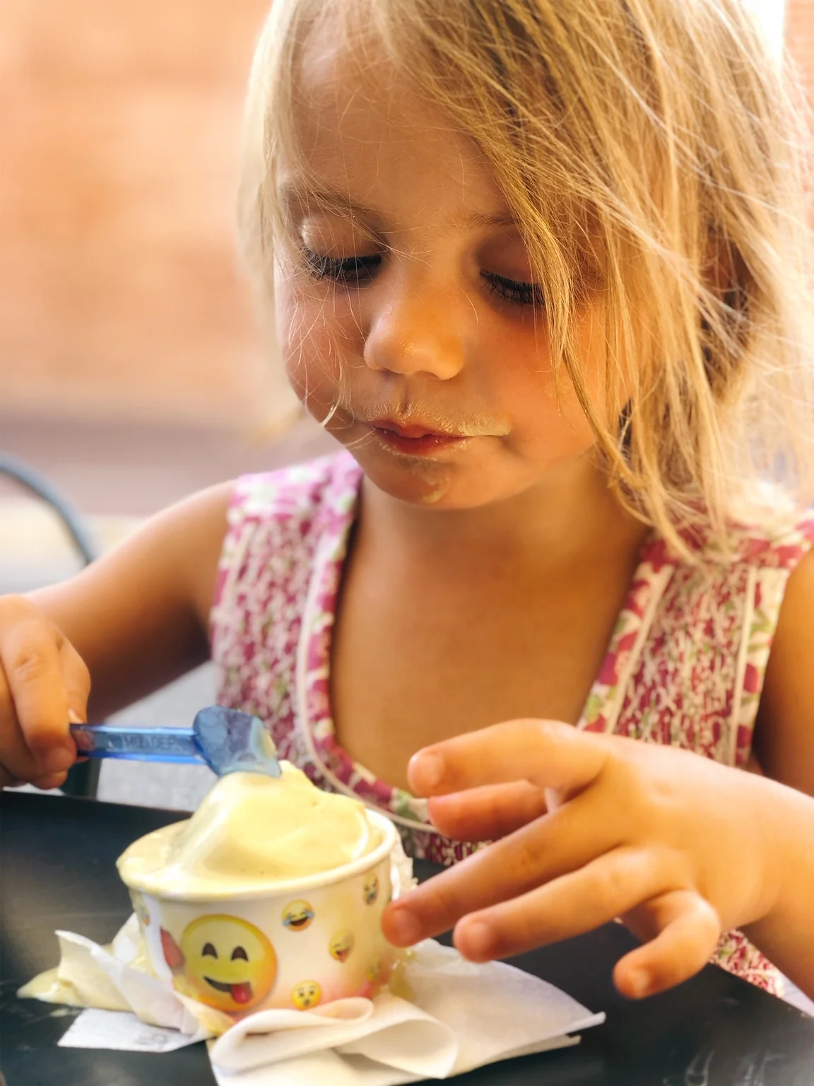 Gelato alla crema. (Cream ice-cream) Intended as cream flavour made with eggs, milk and sugar. Her favourite!